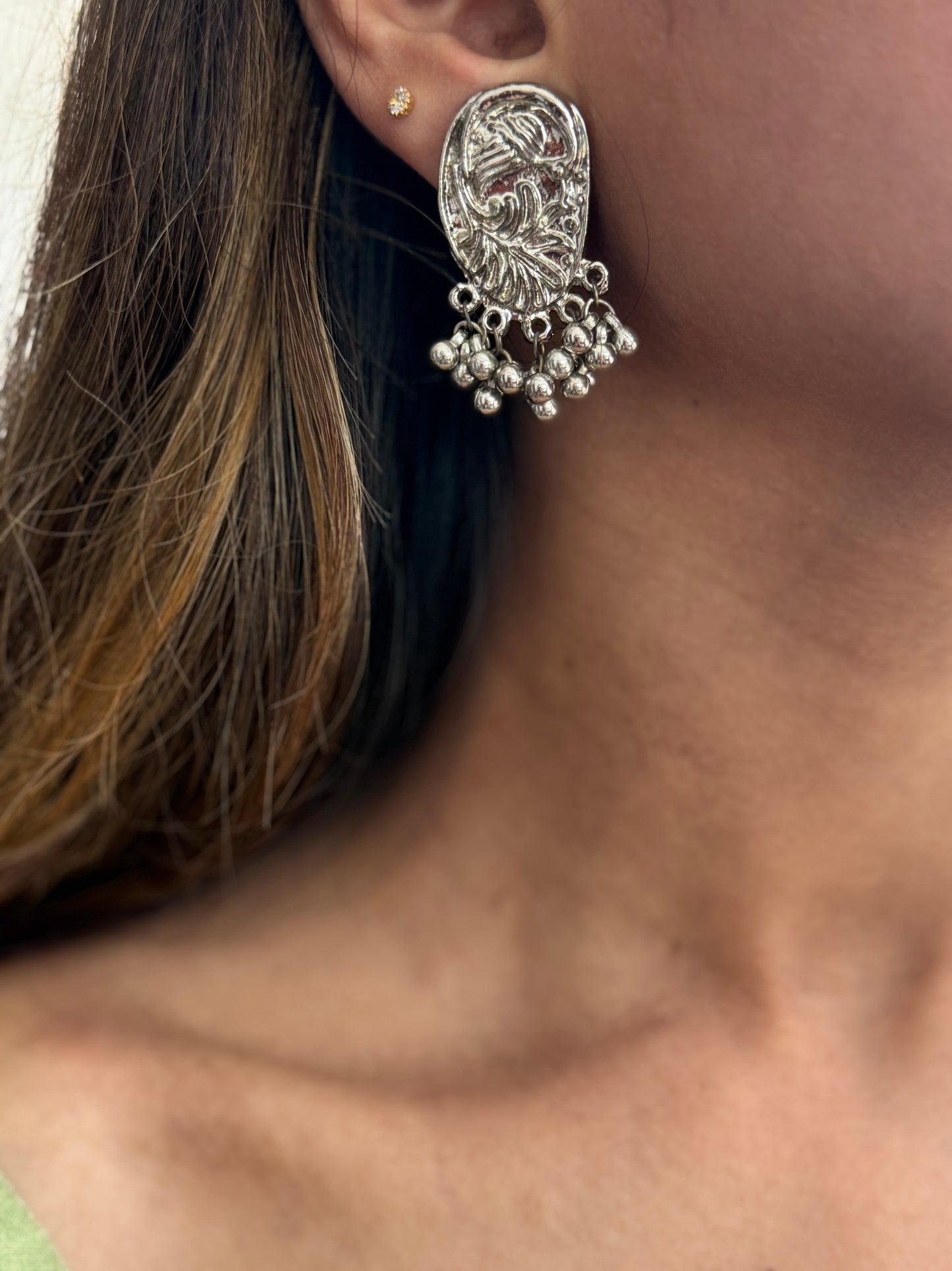 Silver plated Peacock Studs