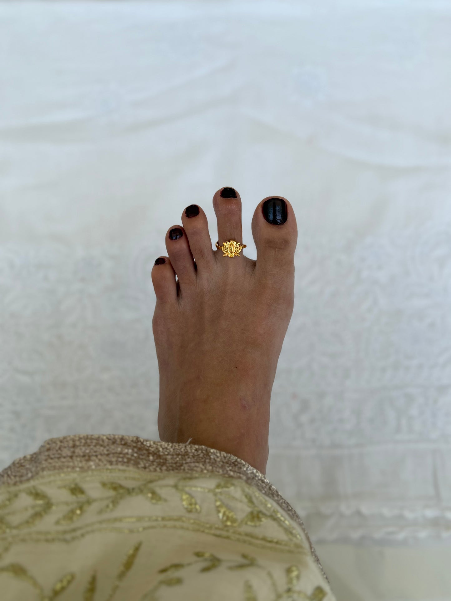 Gold Plated Lotus Toe Ring