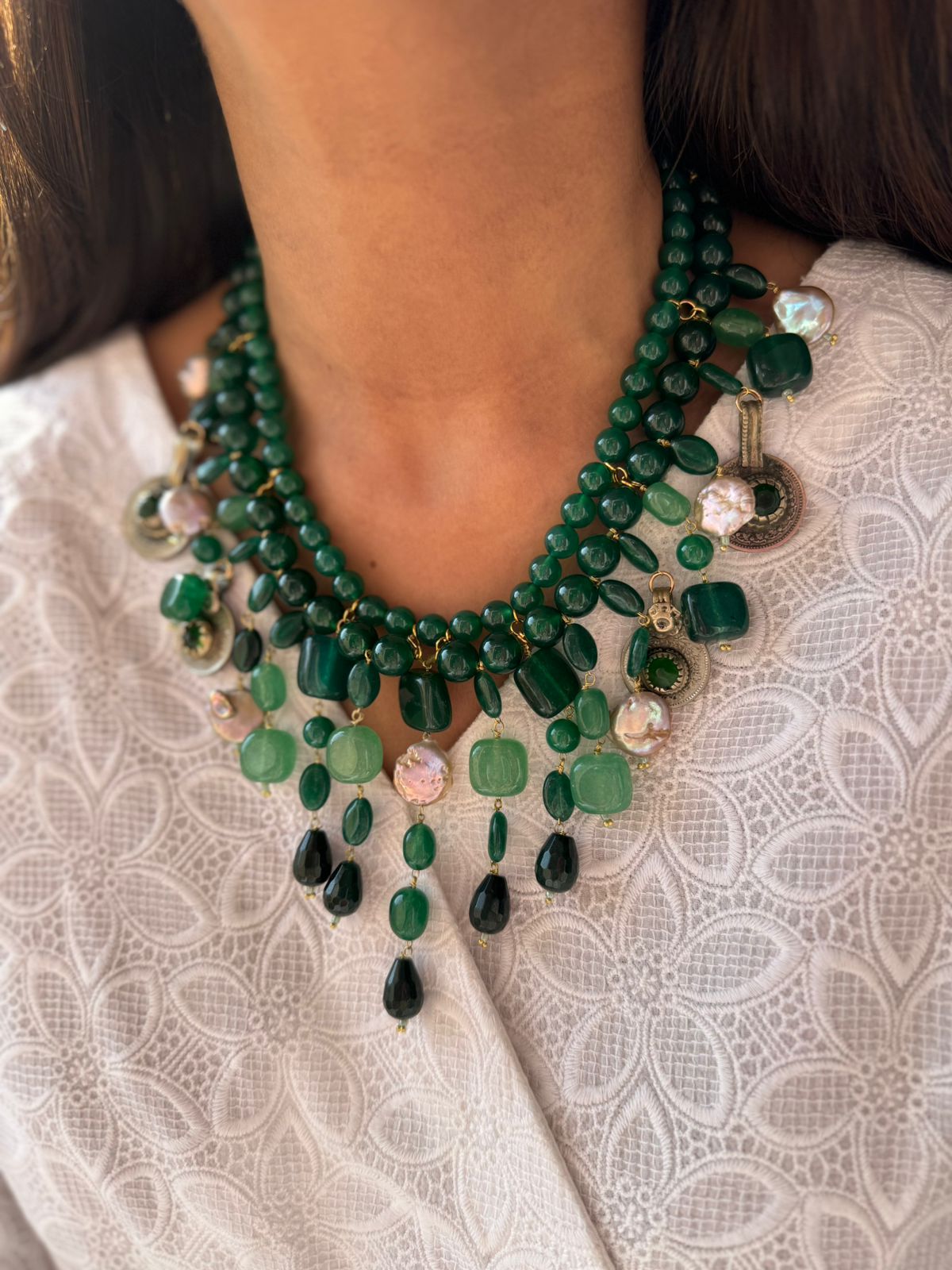 Royal Emerald Quirky Coin mala