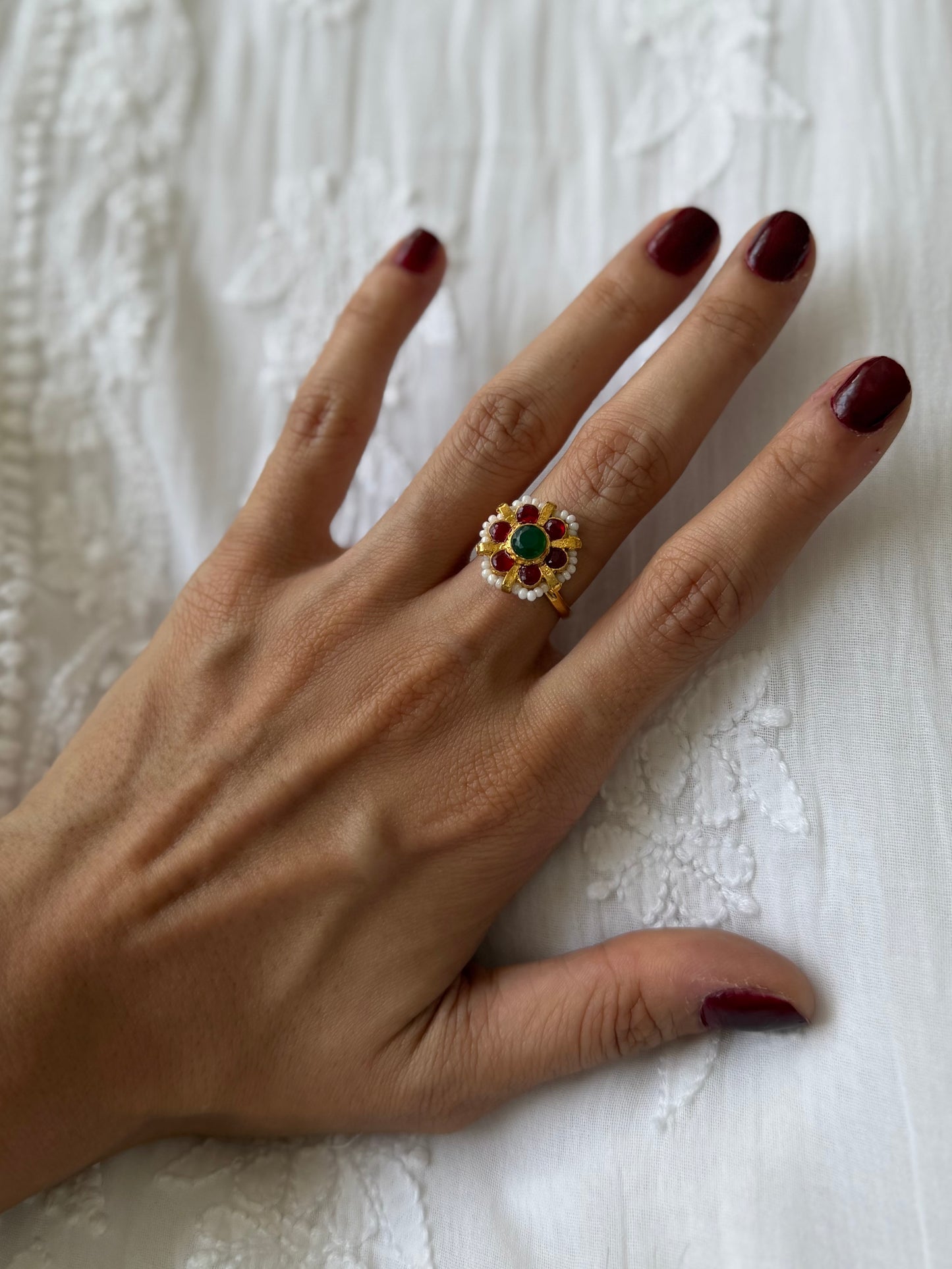 Gold Plated Meenakari Ring