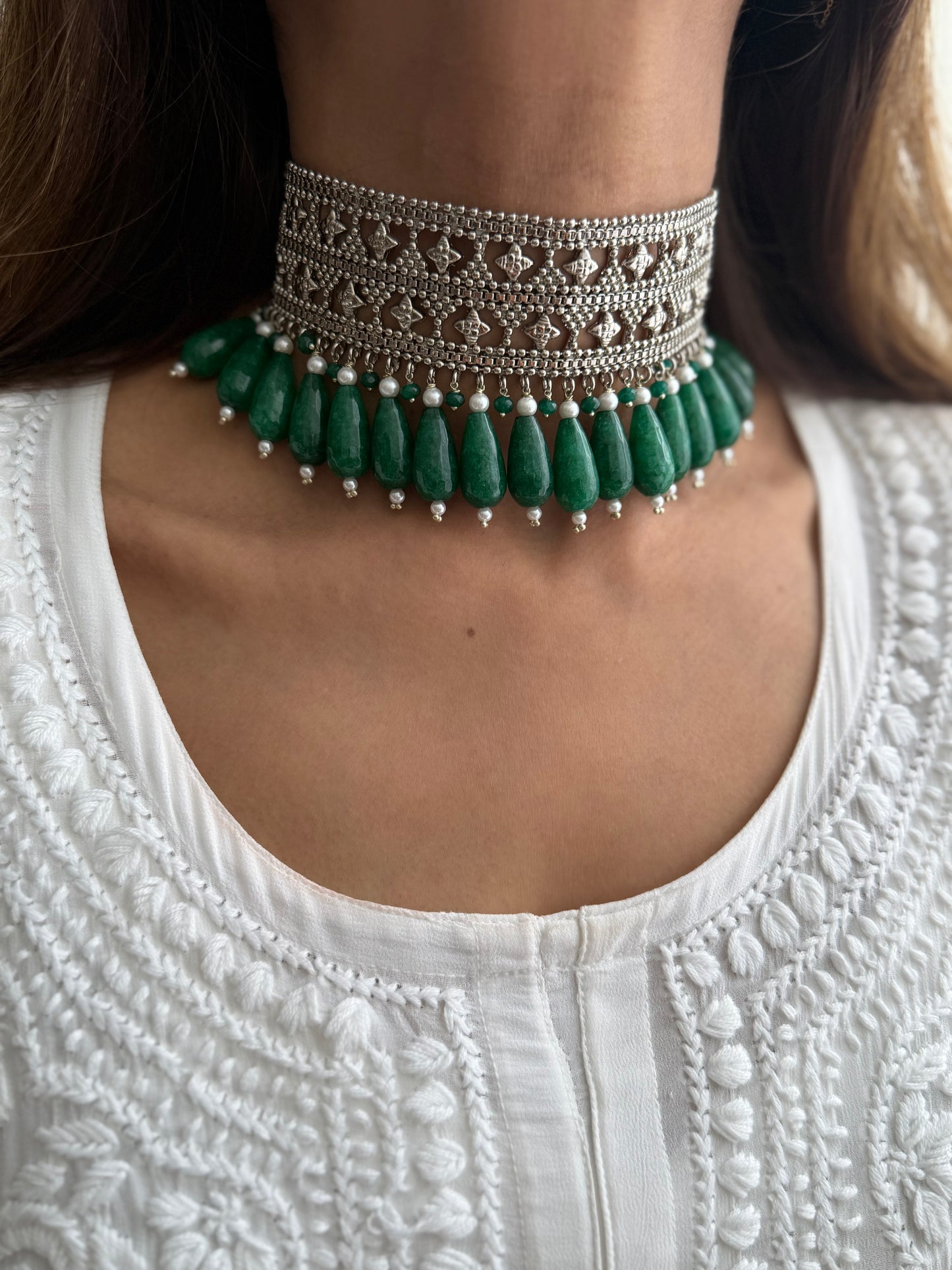 Emerald Drop Choker