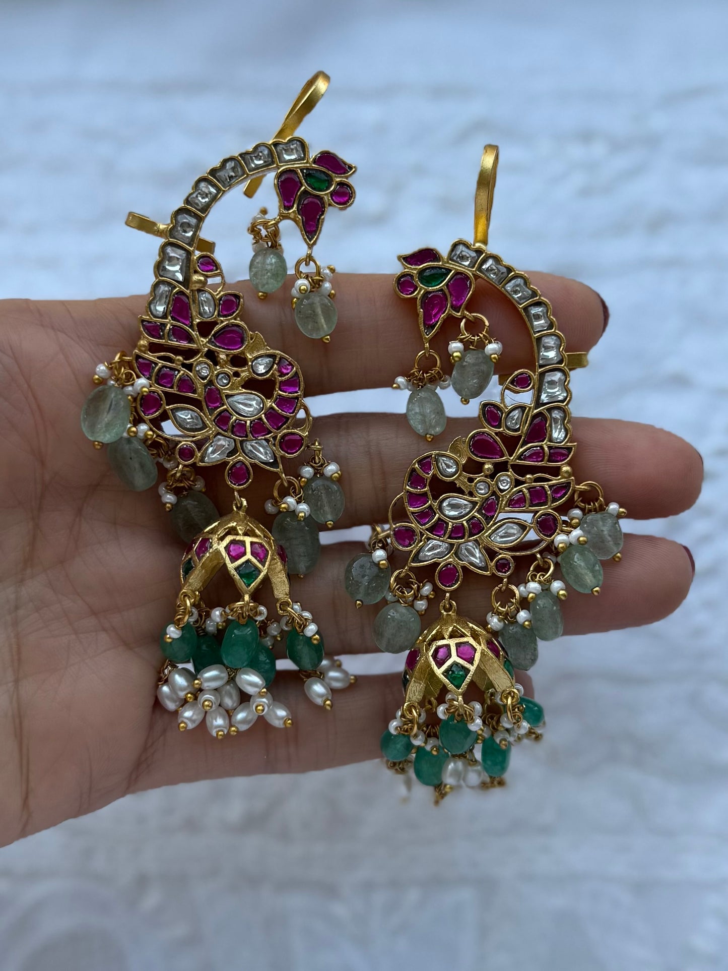 Gold Plated Peacock Earcuffs