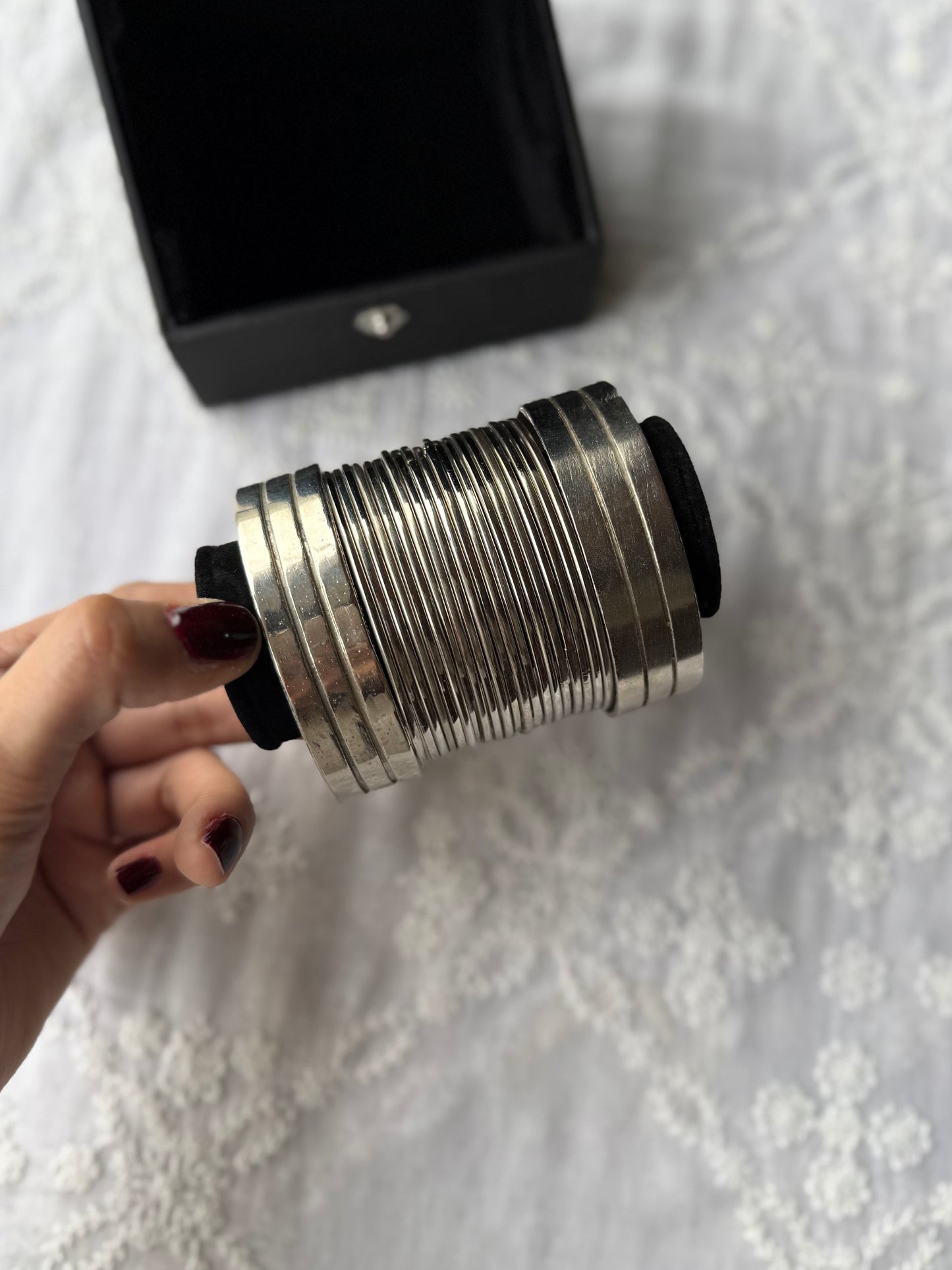 Silver Plated Kada Set with Bangles