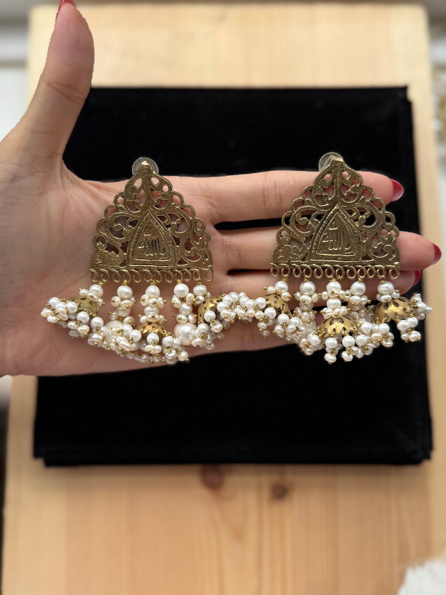 Allah REAL PEARL Choker & Jhumke Set