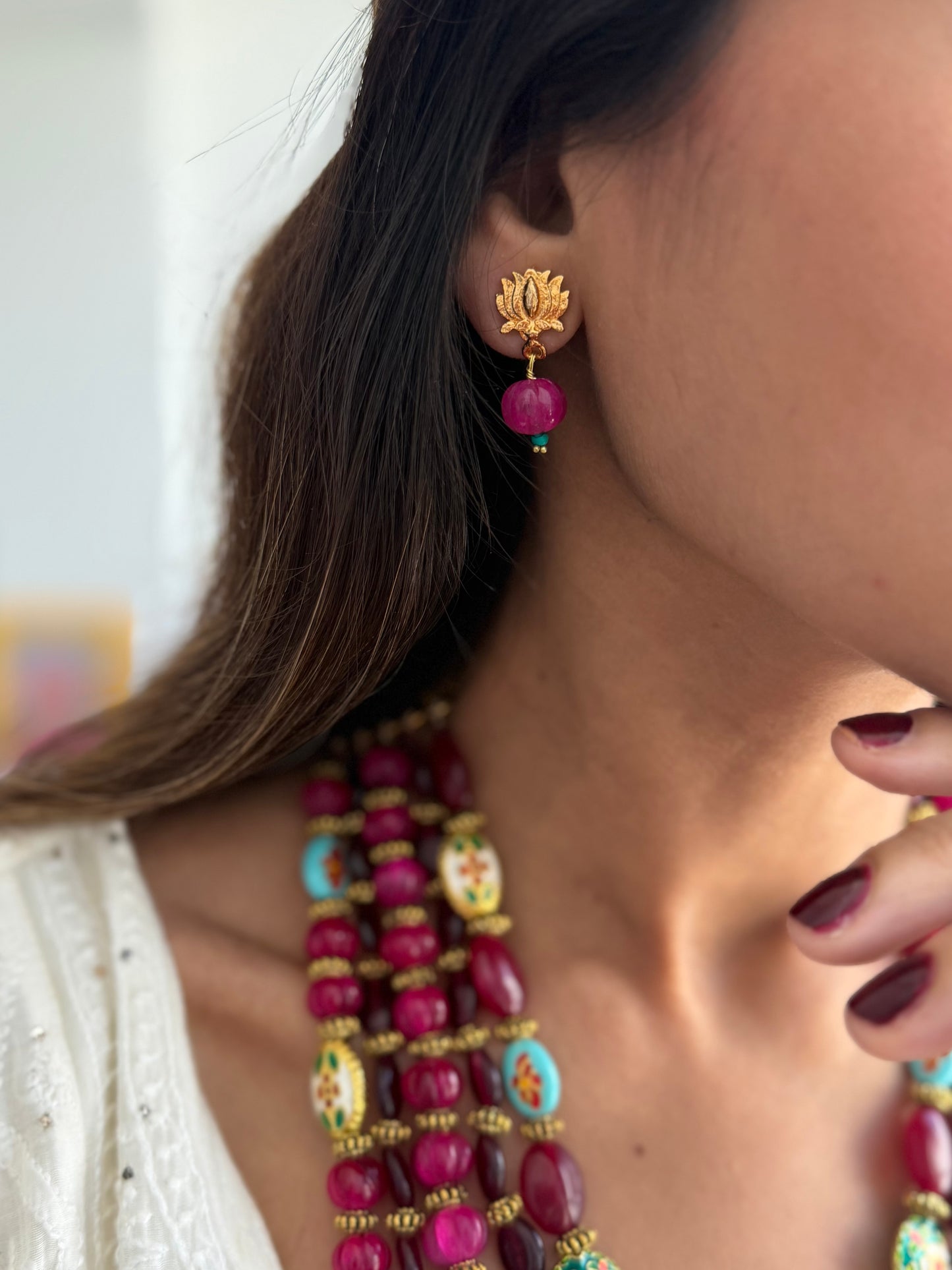 Ruby and Fuchsia Mala set