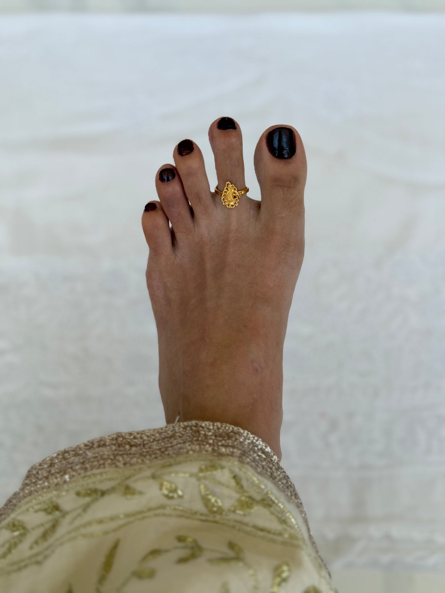 Gold Plated Peacock Toe Ring