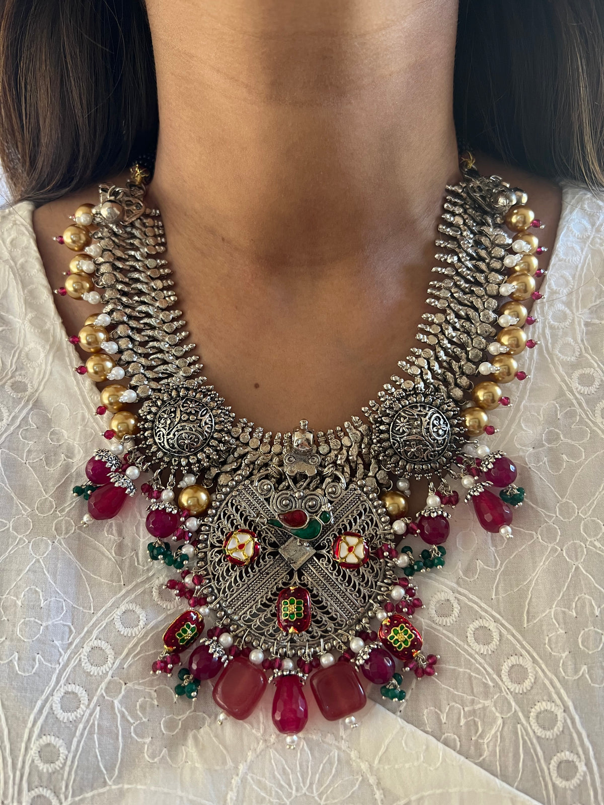 Handmade Meena Ruby Choker
