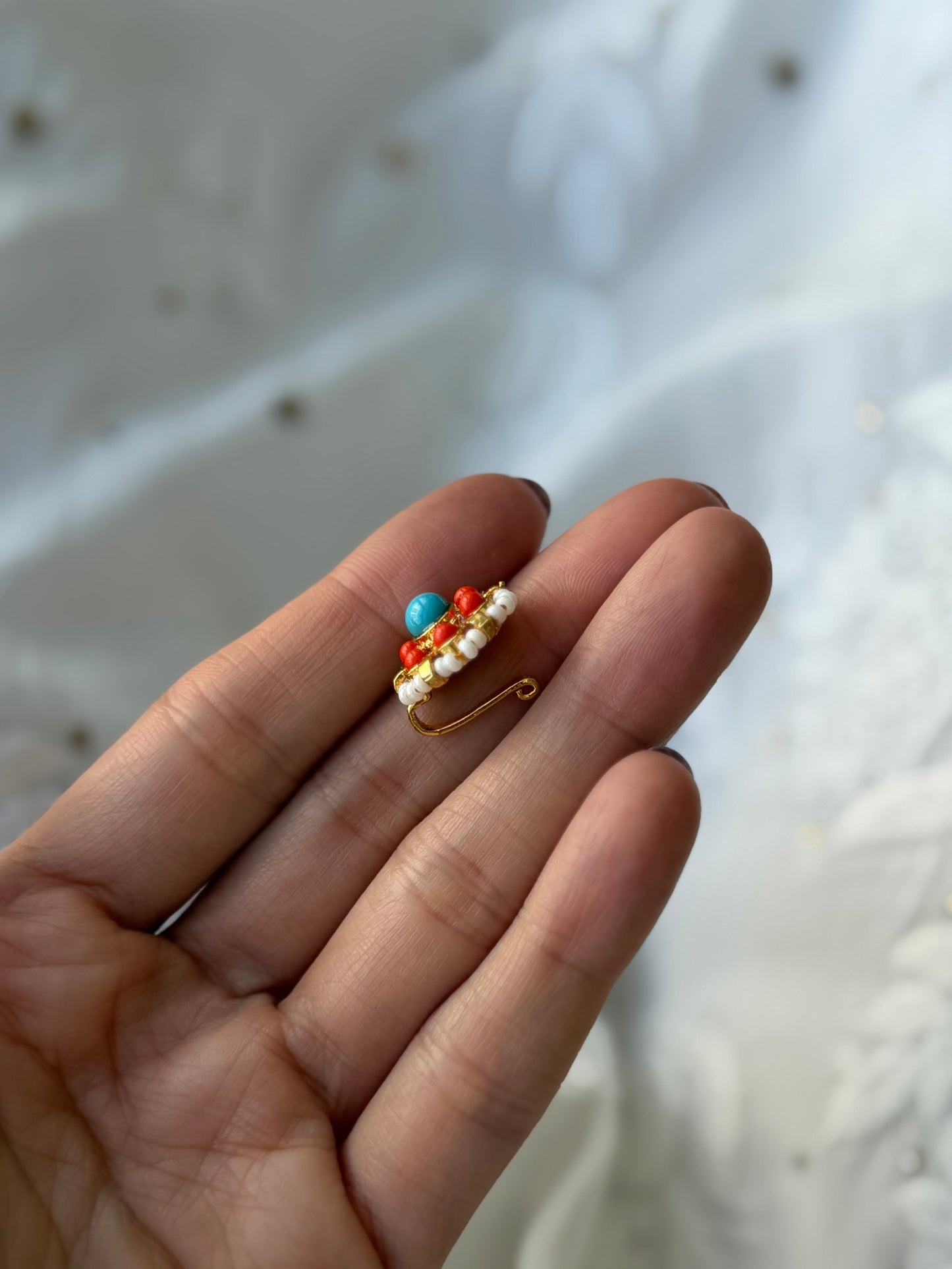 Gold Plated Noor-e-Meenakari noseclip