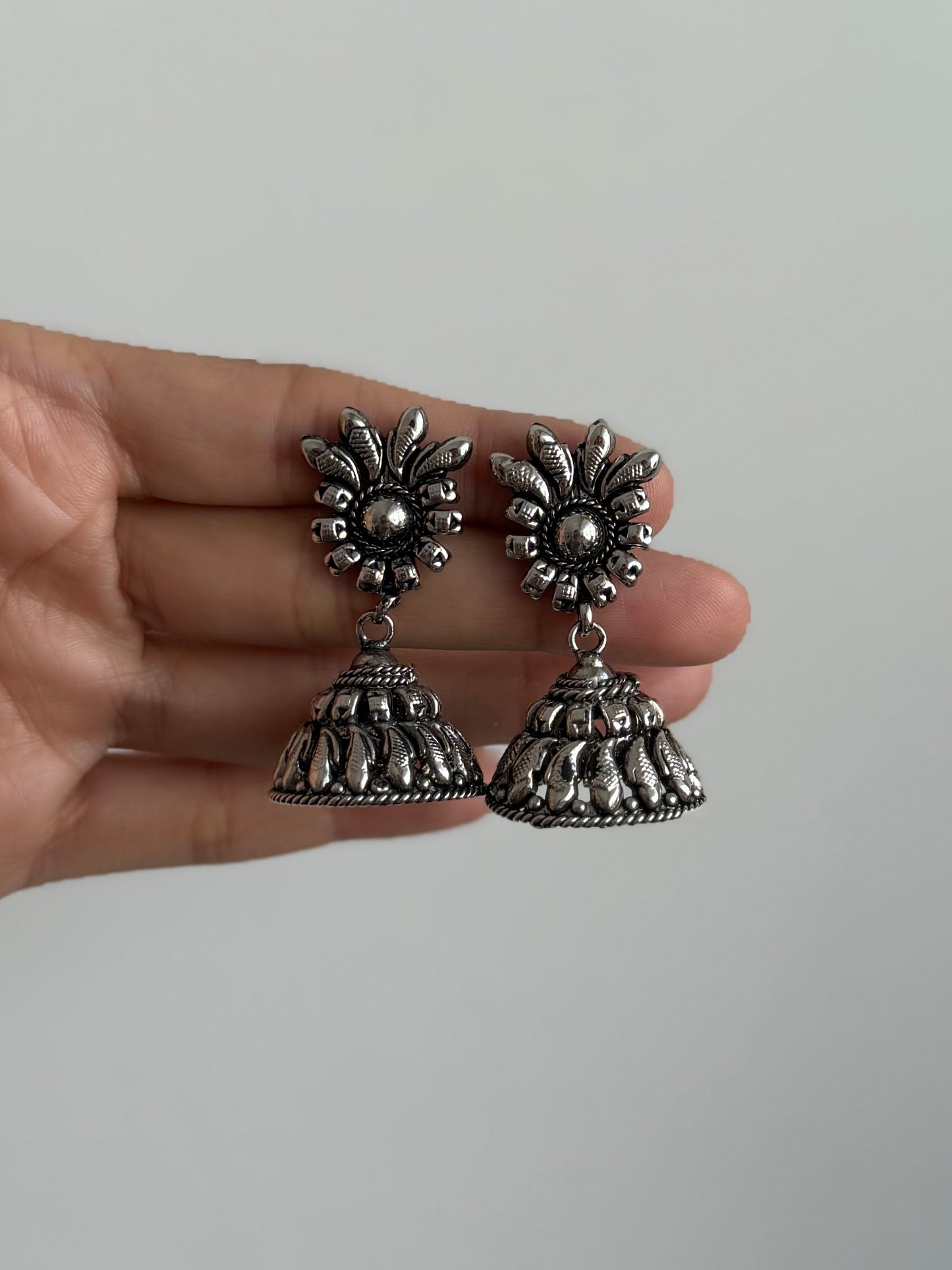 Classic Antique Silver Jhumke