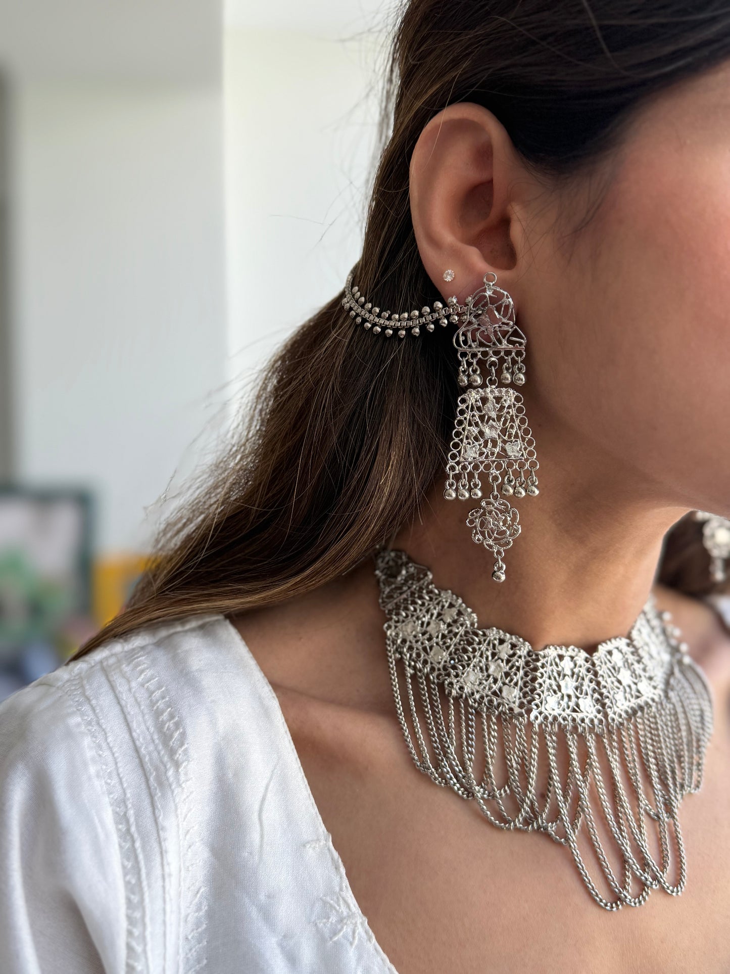 Silver Plated Mehnaz Saharas (pair)