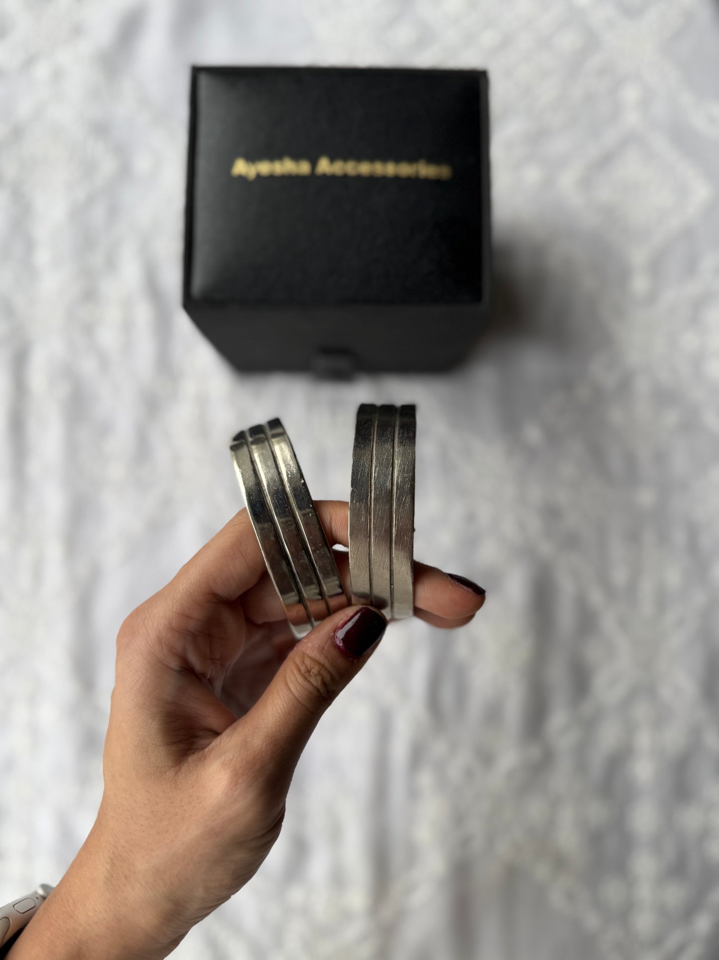 Silver plated bangle kadas ( pair )