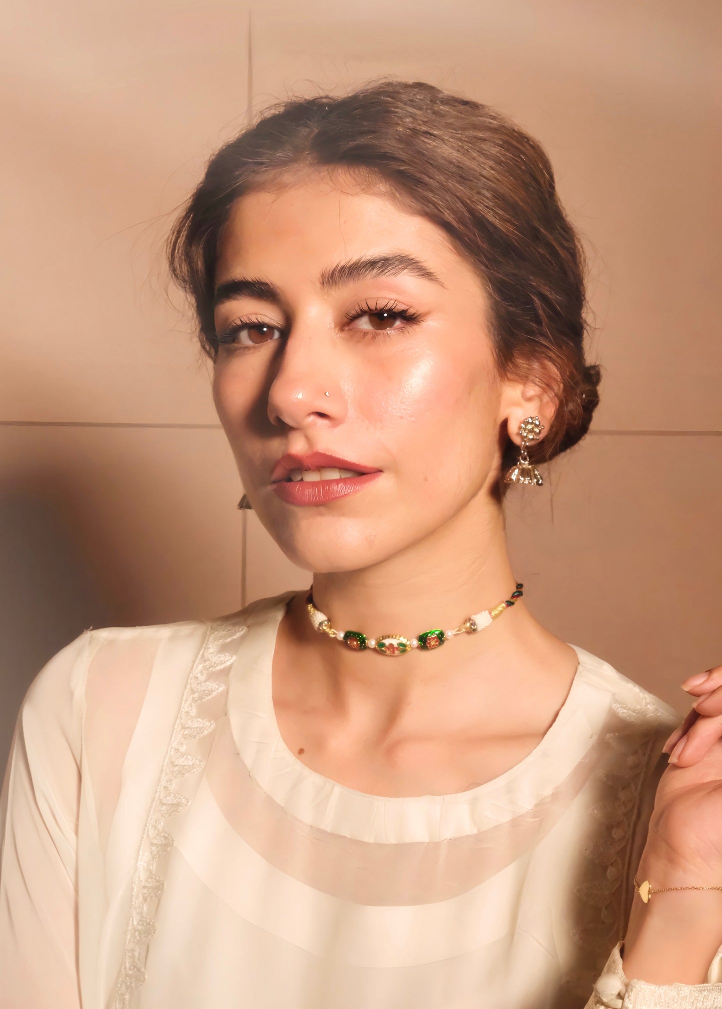 Green & White Meena Choker