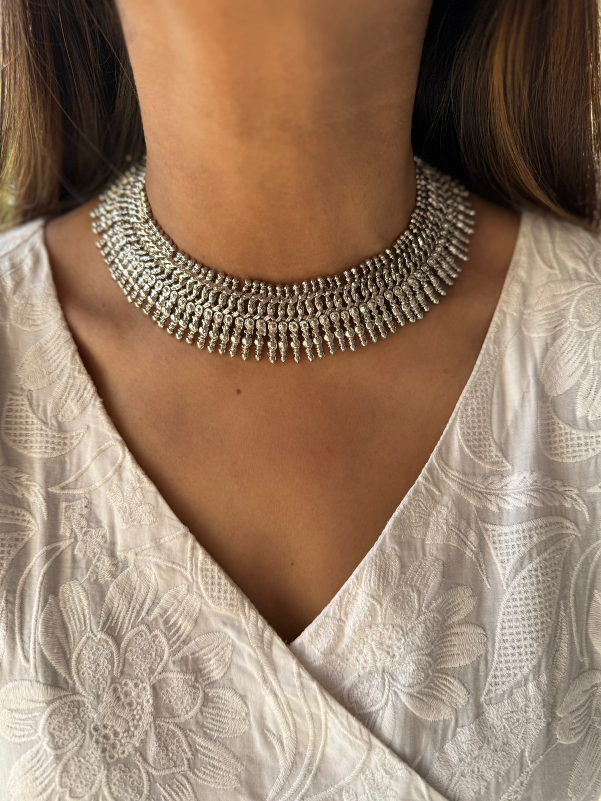 Silver plated choker