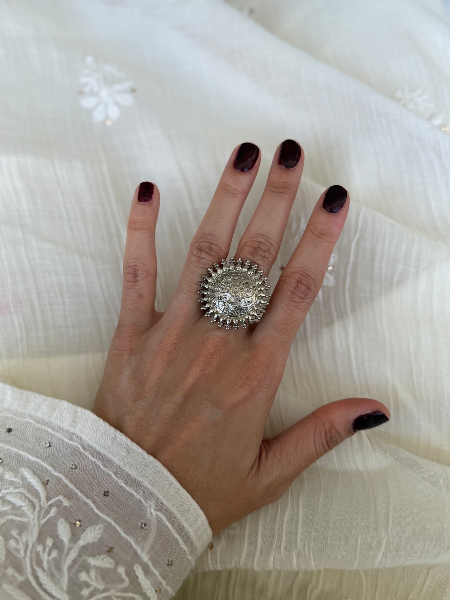 Silver Plated Floral Ring
