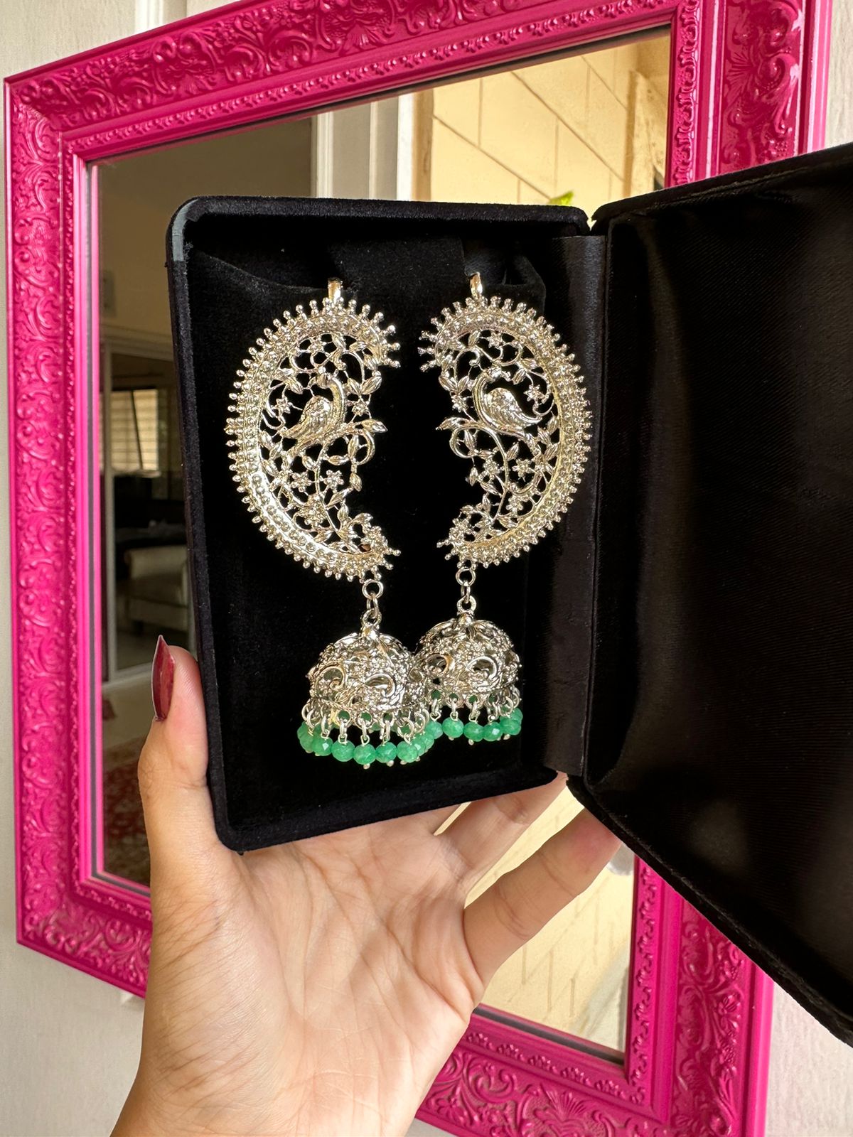 Light green Peacock Earcuffs