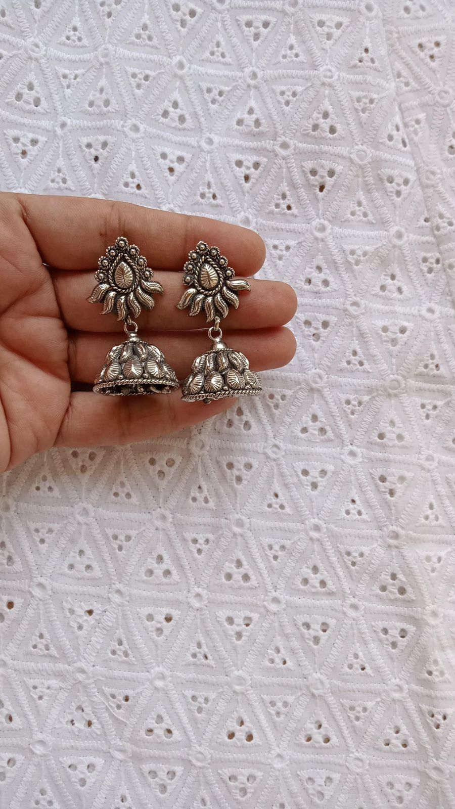 Traditional Silver Jhumke