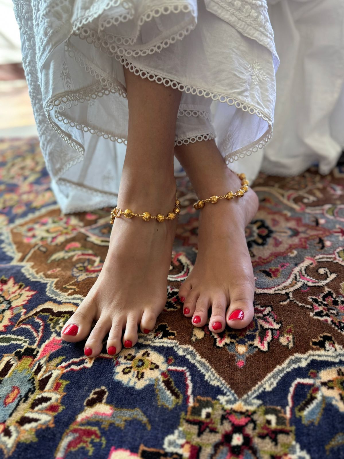 GOLD PLATED MATAR ANKLETS (PAIR) – Ayesha Accessories