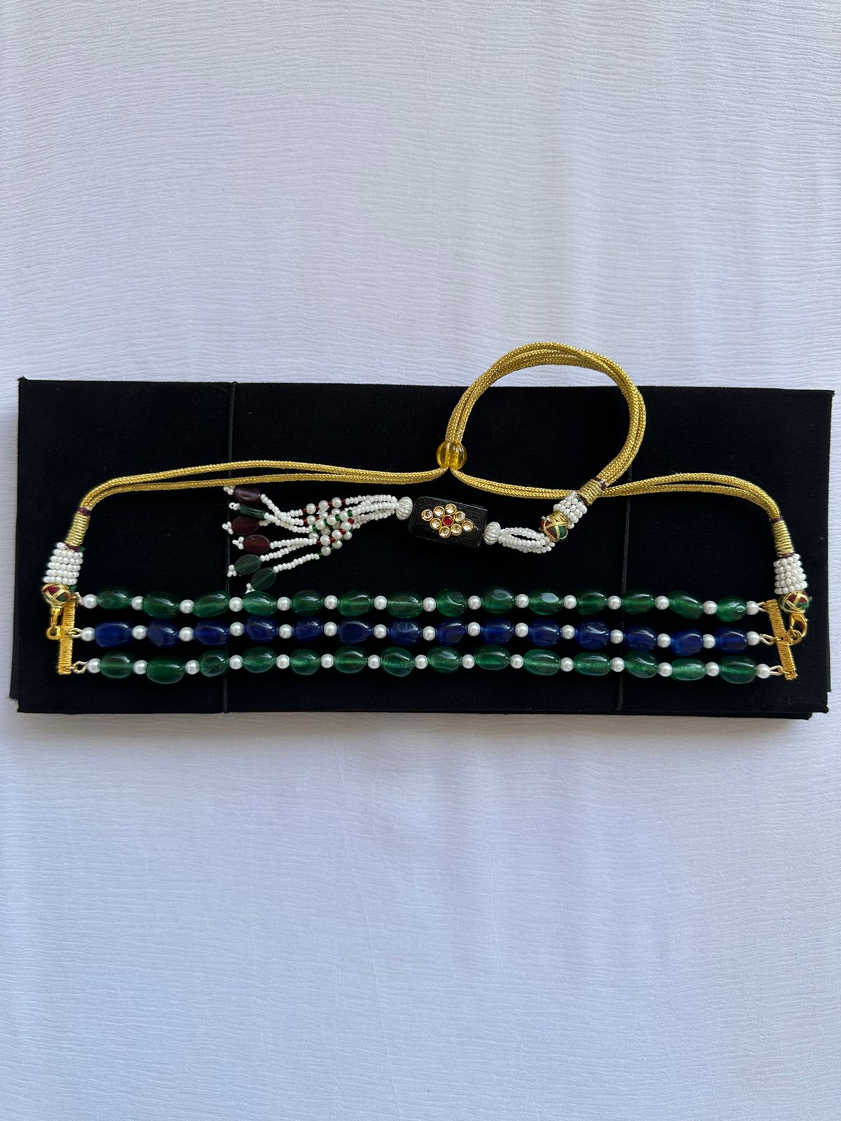 Emerald x lapis Basic Beaded Choker