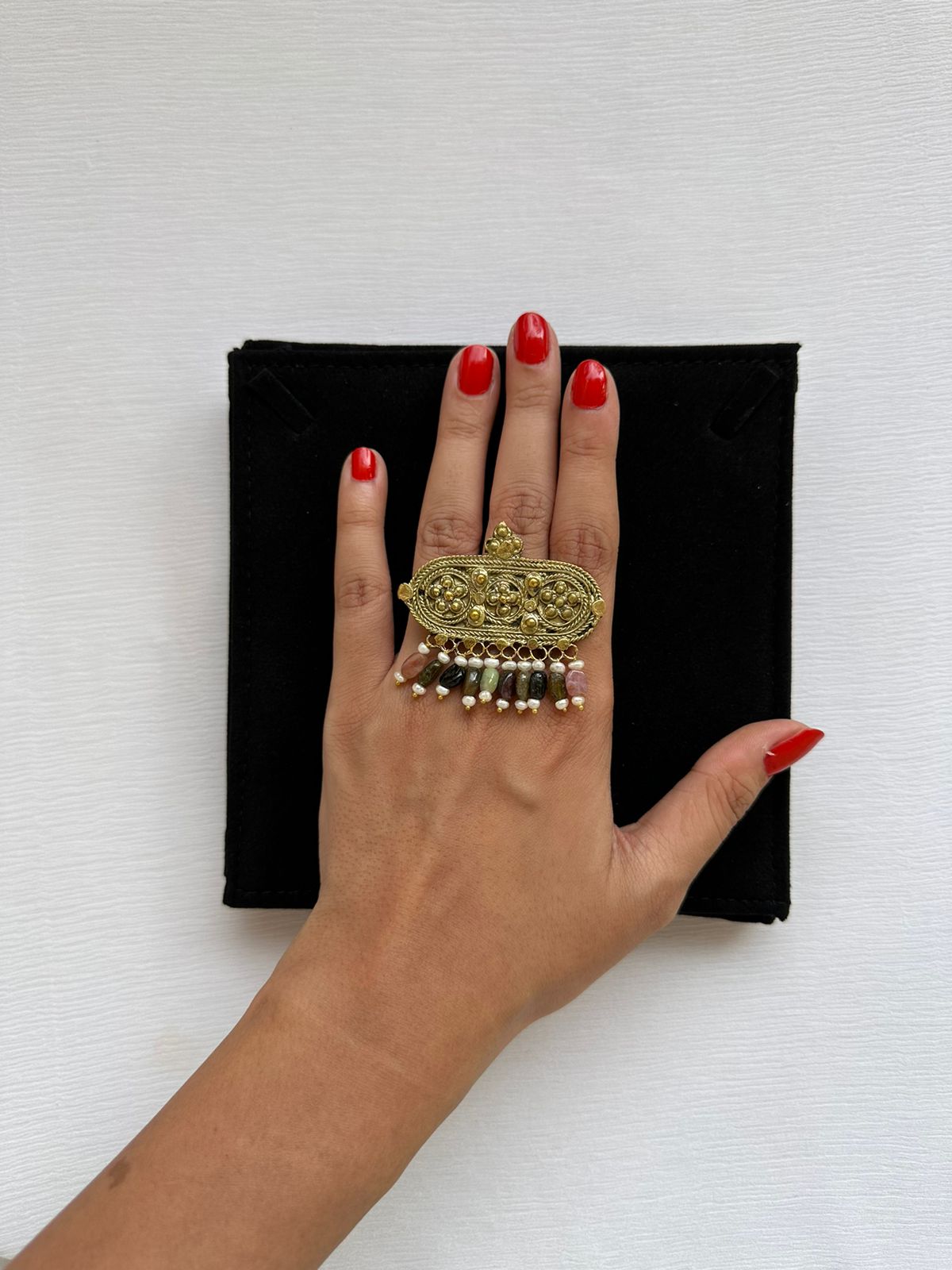 Tourmaline Afghan Adjustable Ring