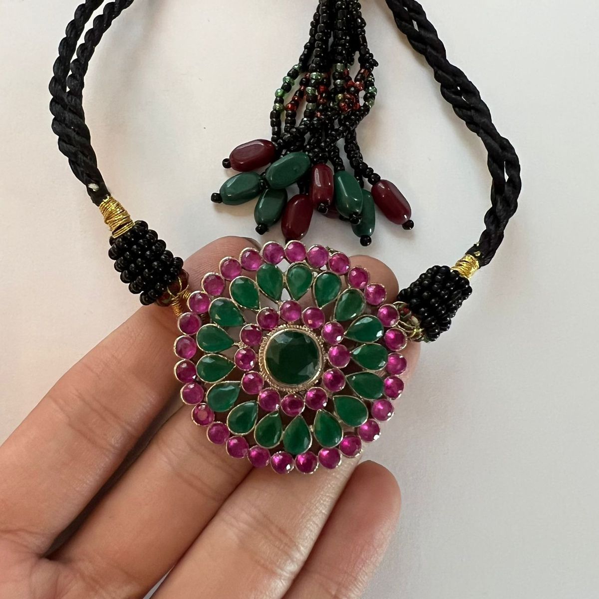 Green onyx and Chaitum stone x Choker