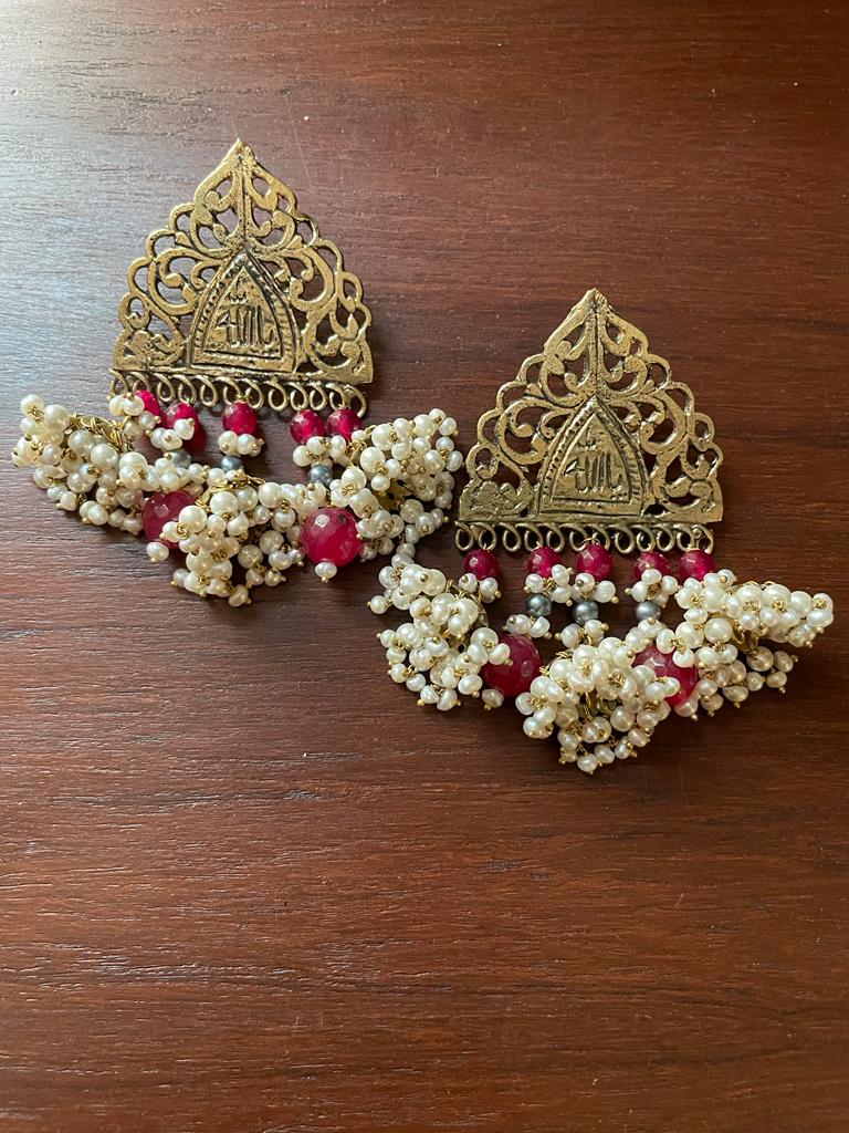 Allah Ruby REAL PEARL Jhumke