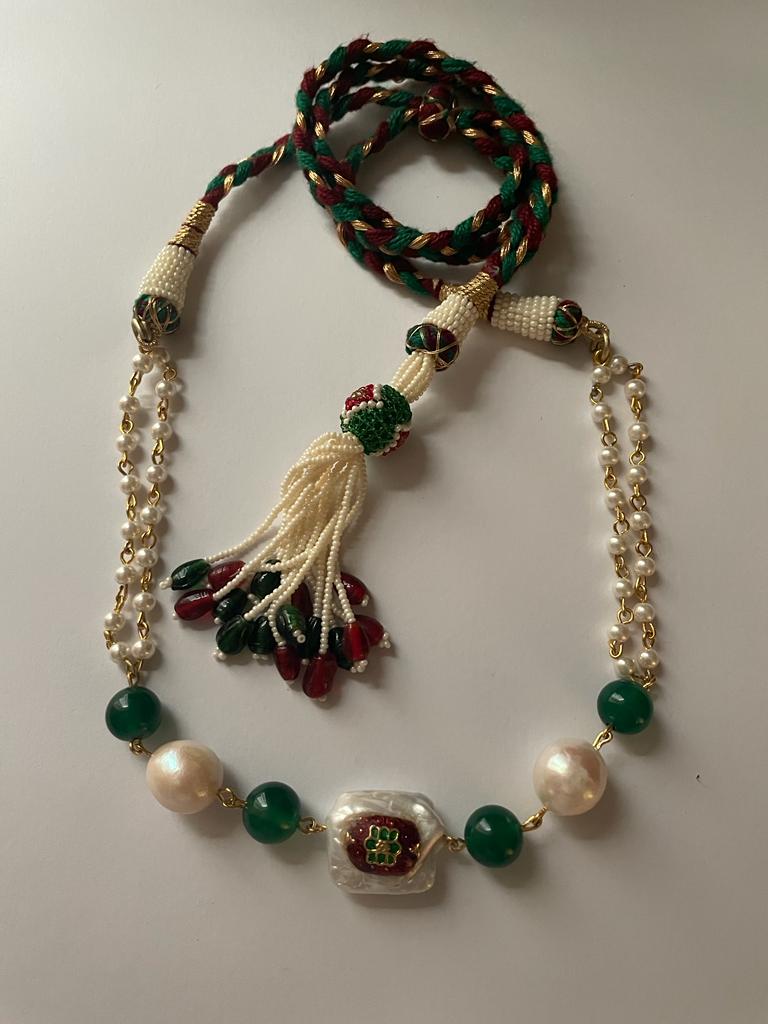 Emerald Indian Meena x Real Pearl Choker