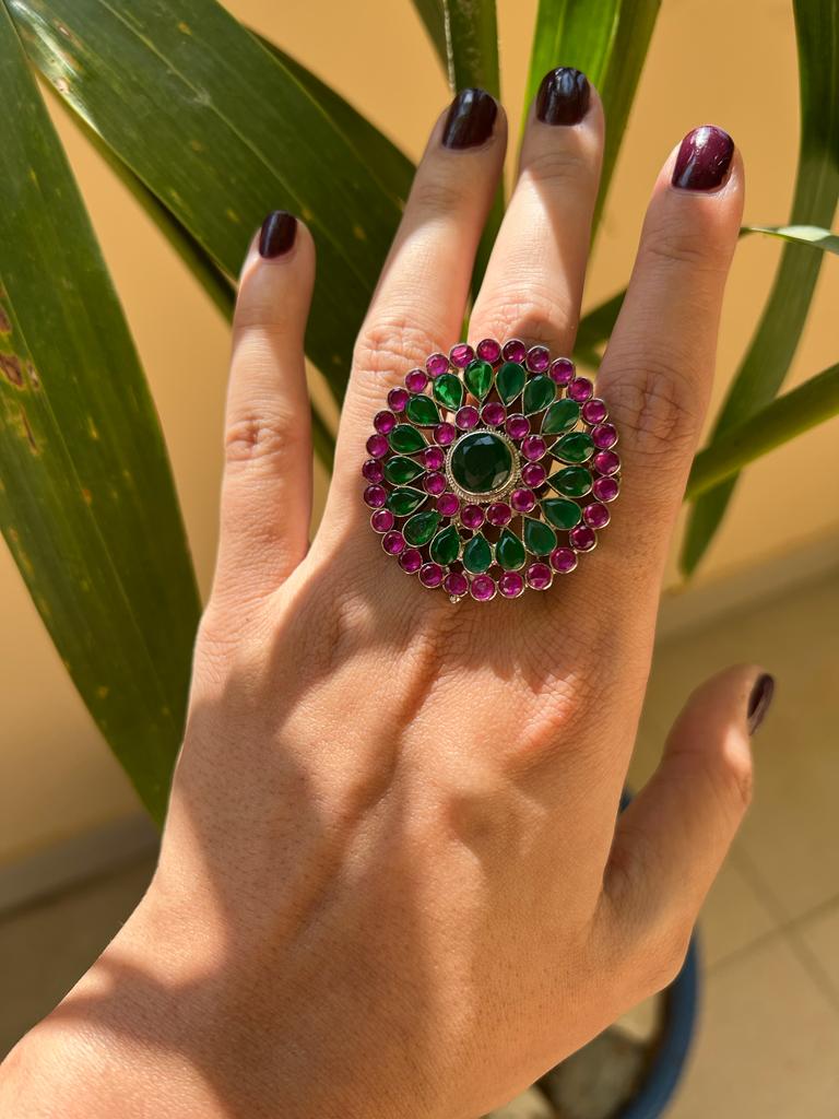 Emerald x Tourmaline ring