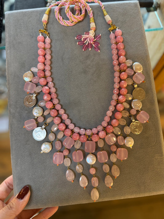 Royal Pink Rose Coin Mala