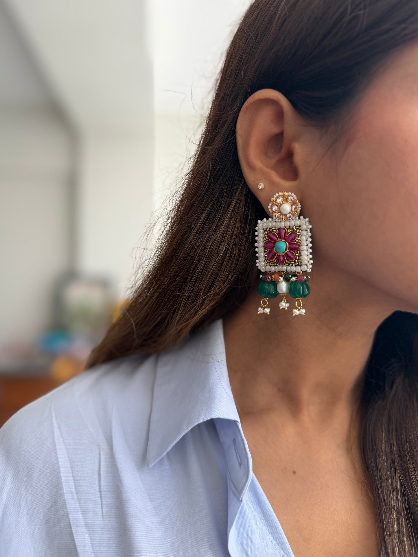 Mor Handmade Zardoozi Earrings