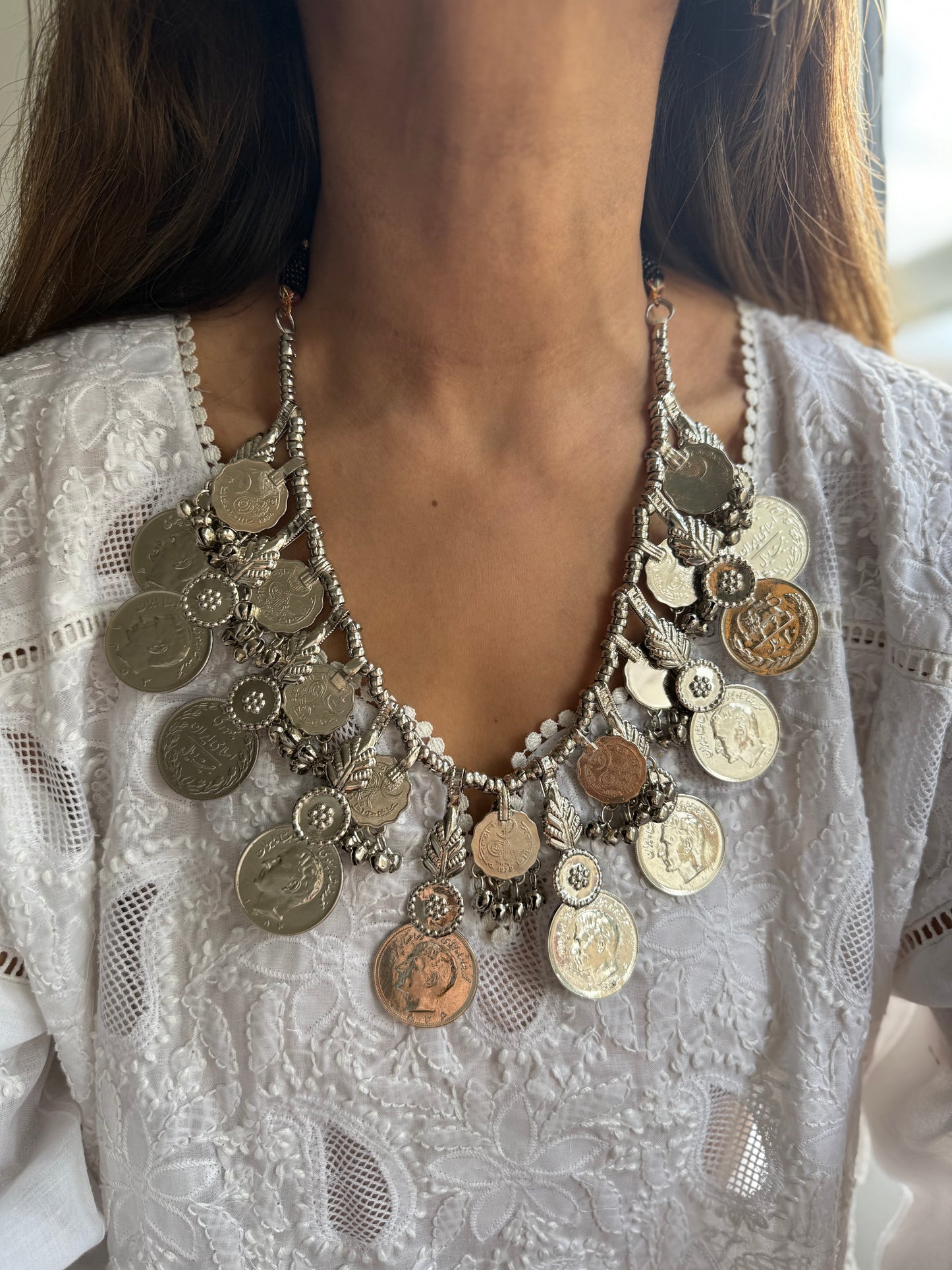 Silver Plated Old Coin Mala