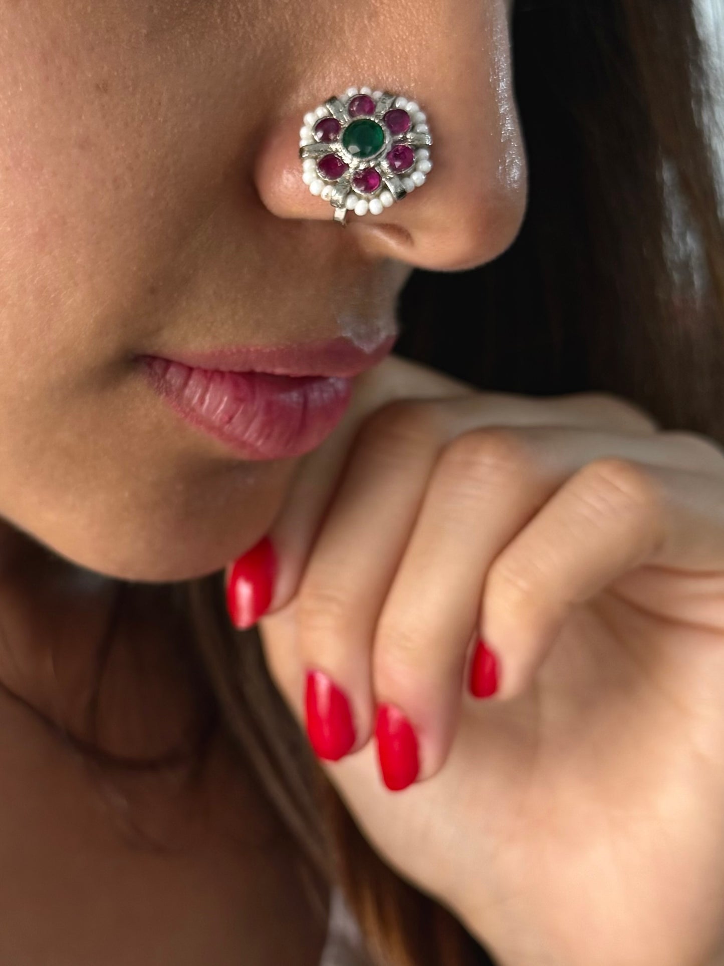 Silver Plated Floral Noseclip