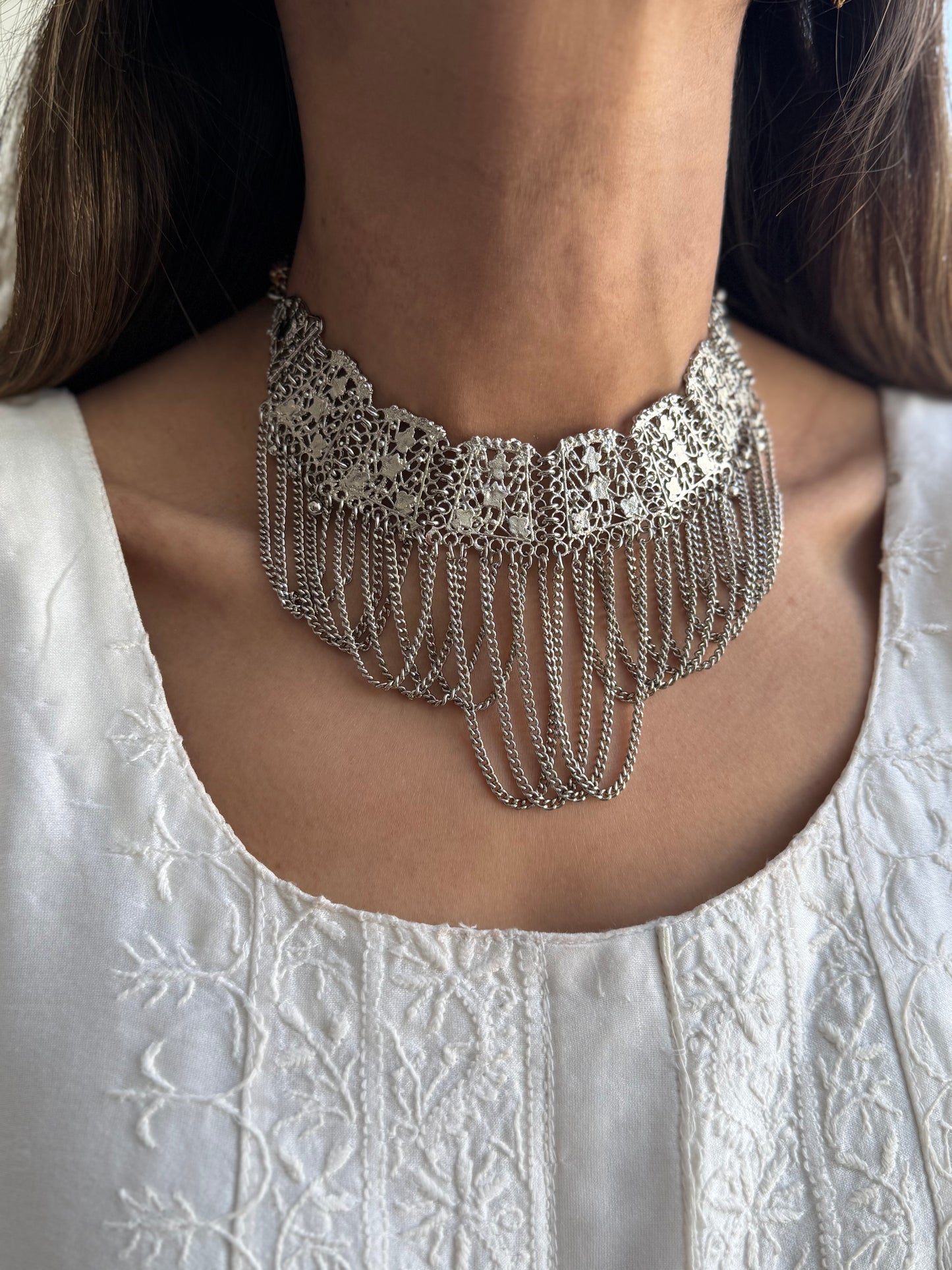 Silver Plated Mehnaz Chain Choker