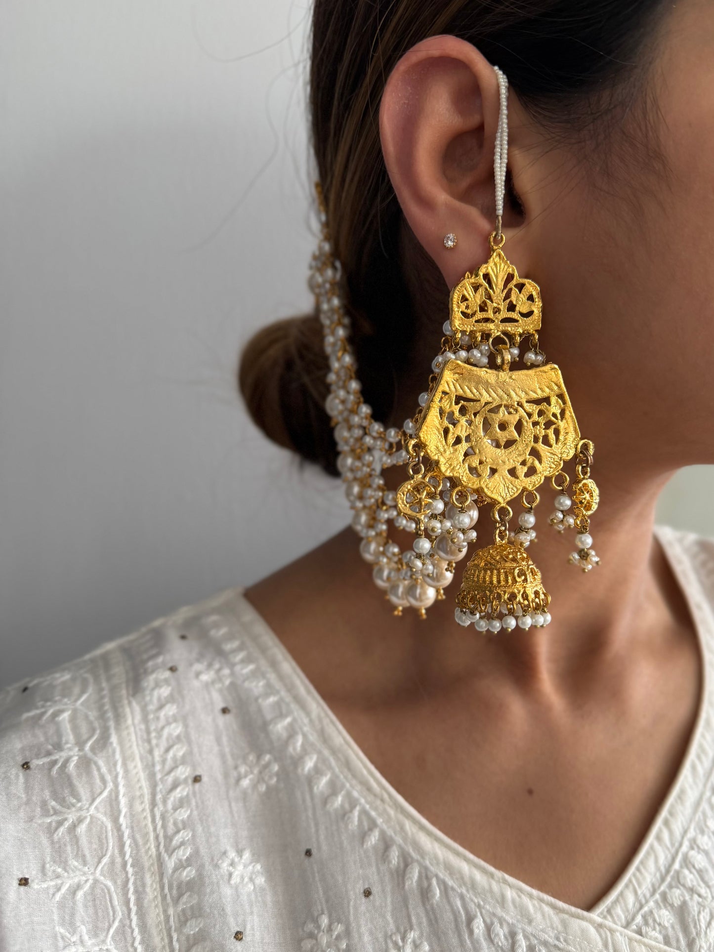 Gold Plated Chandtara Earrings with Saharey