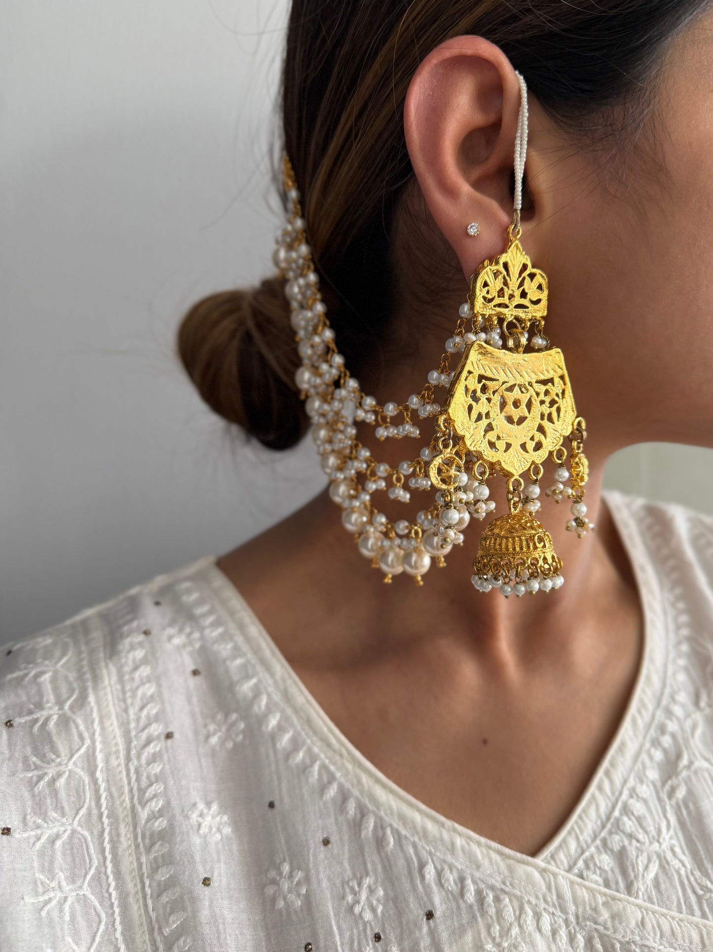 Gold Plated Chandtara Earrings with Saharey