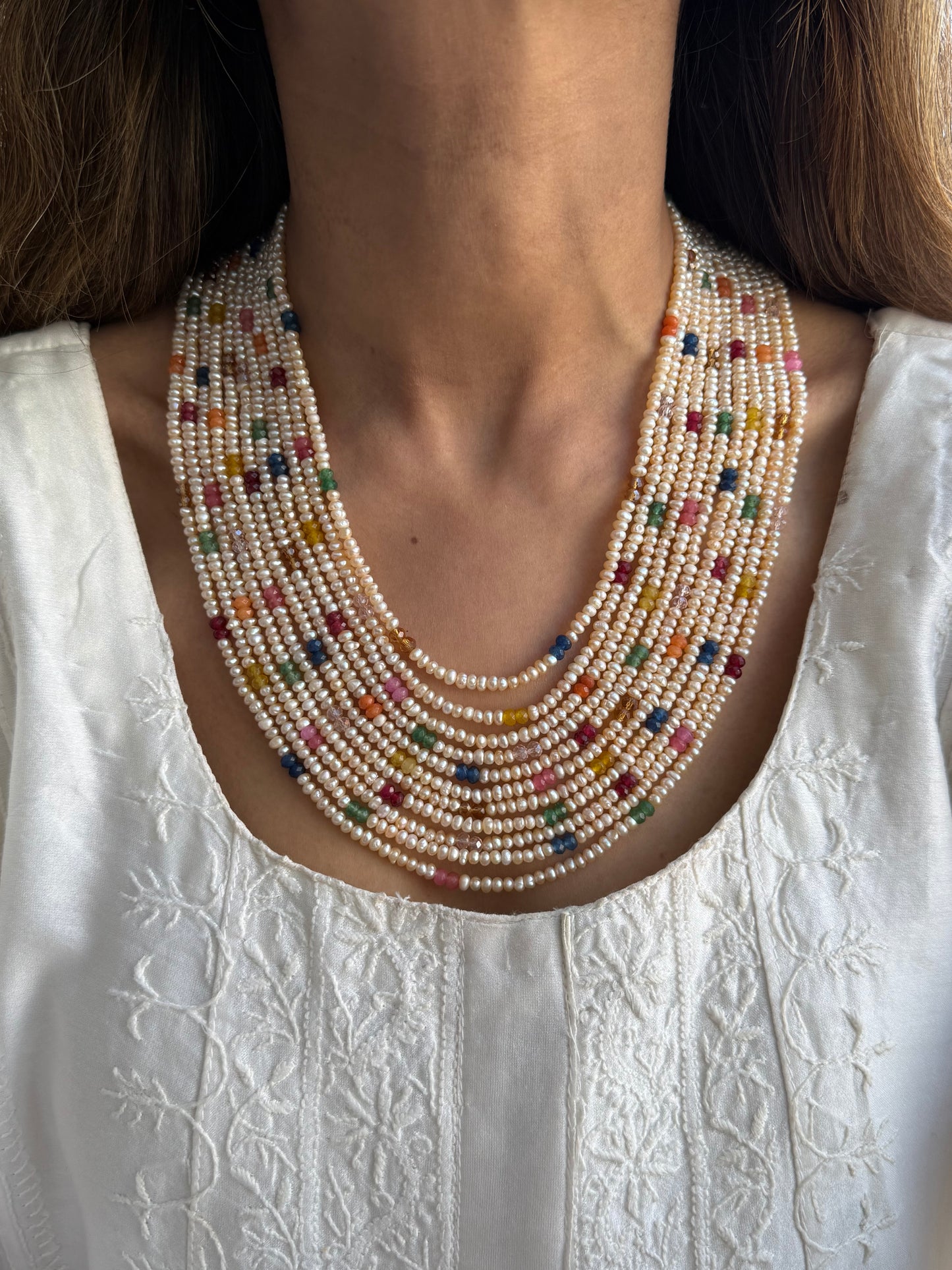 Gold Plated Real Fresh Water Pearl Mala