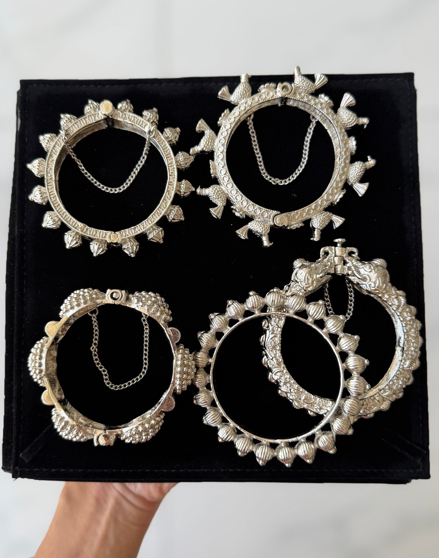 Silver Plated Five Kada Set