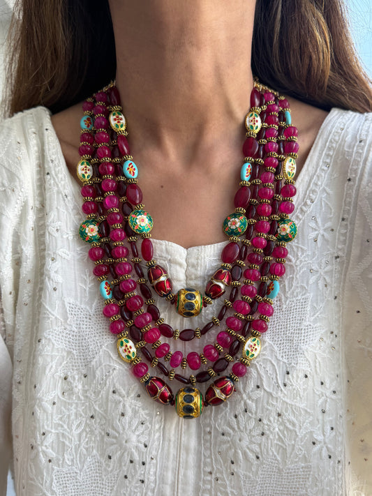 Ruby and Fuchsia Mala set