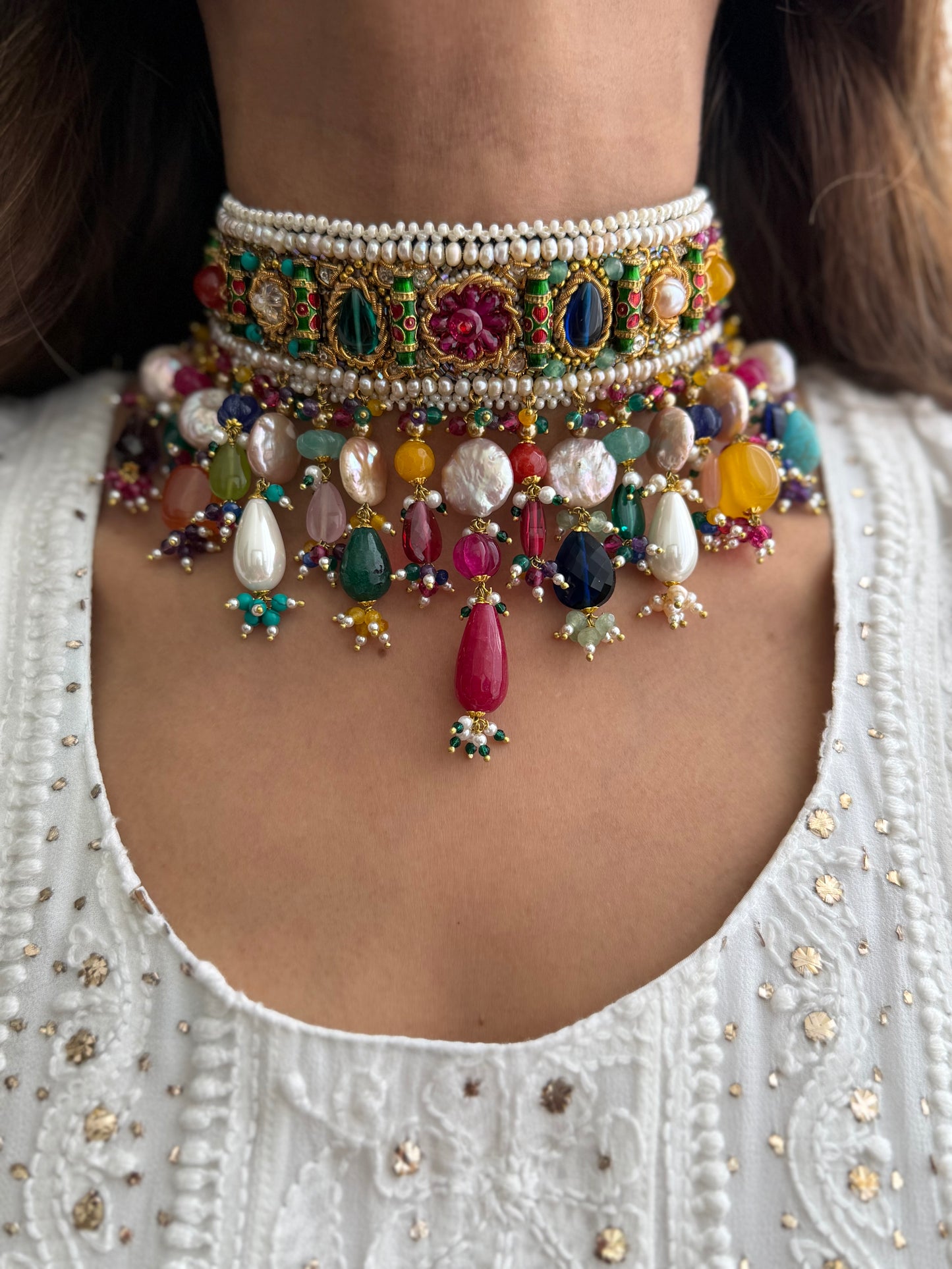 Handmade Zardoozi Basant Choker