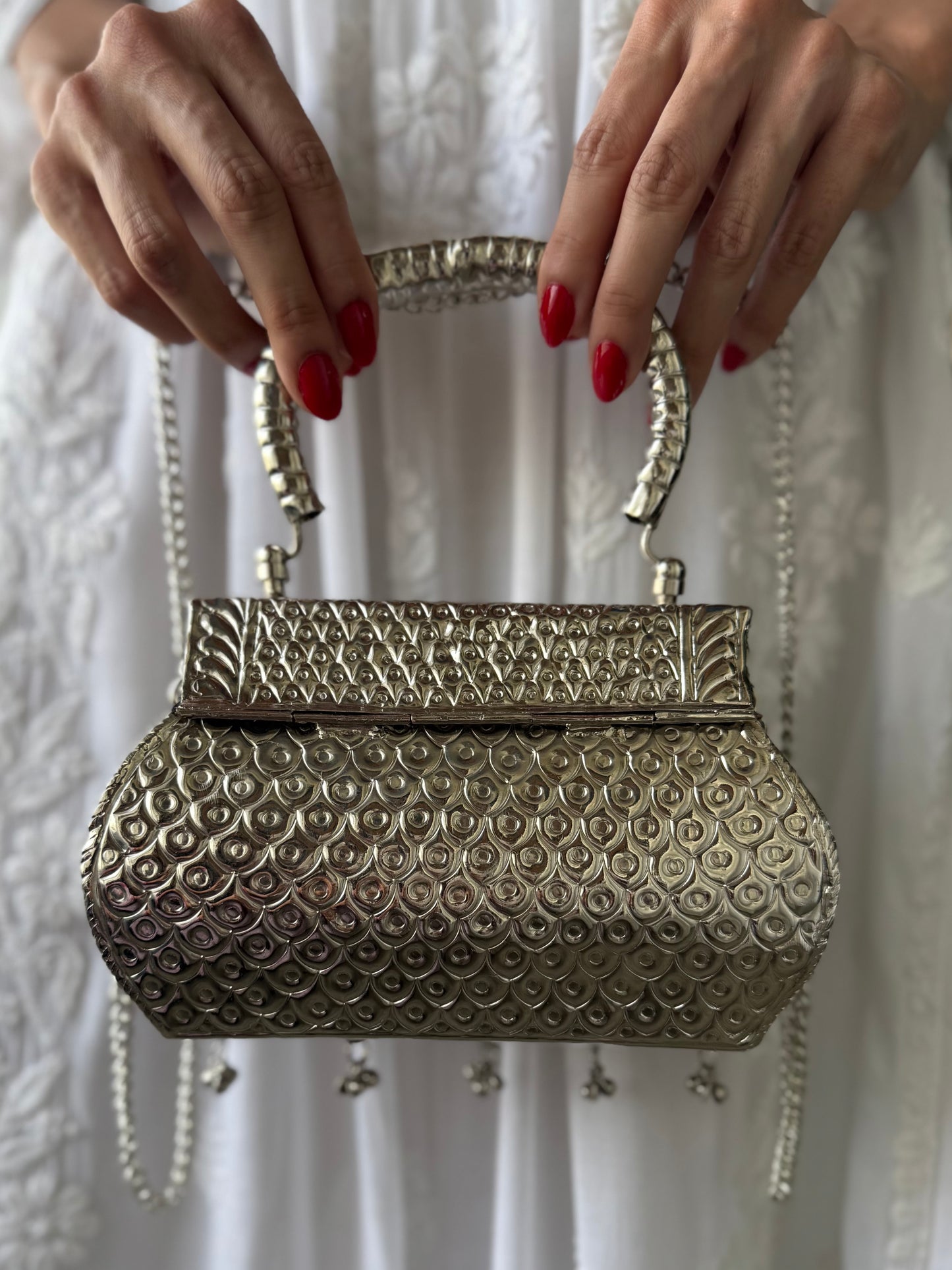 Silver Plated Metal Clutch