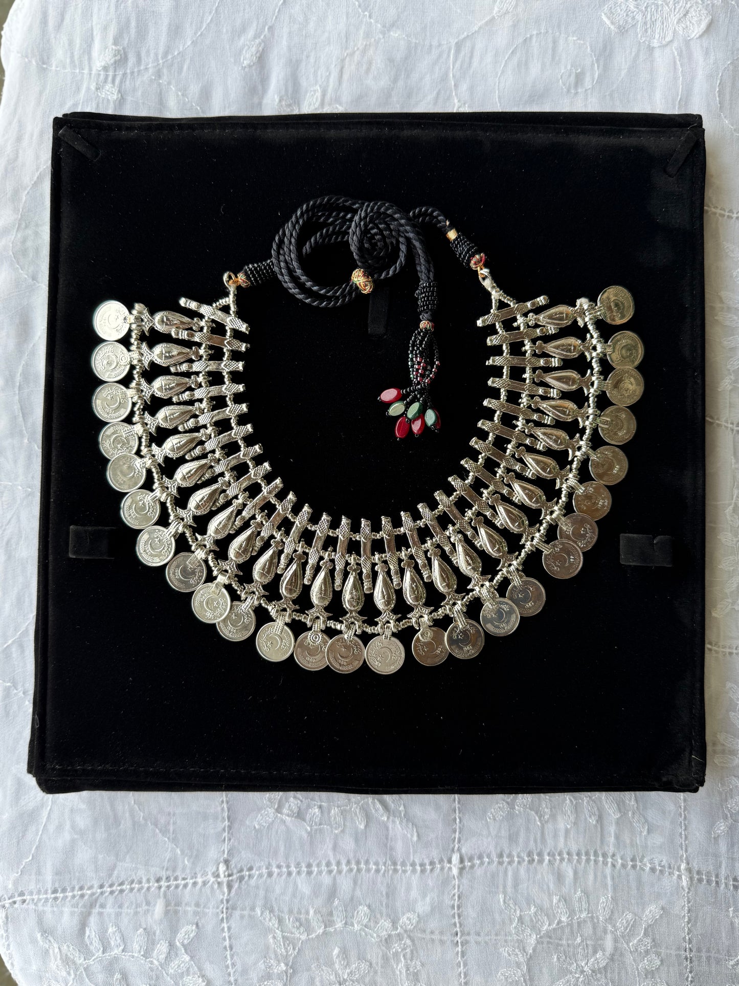 Silver Plated Bib Old coin Choker