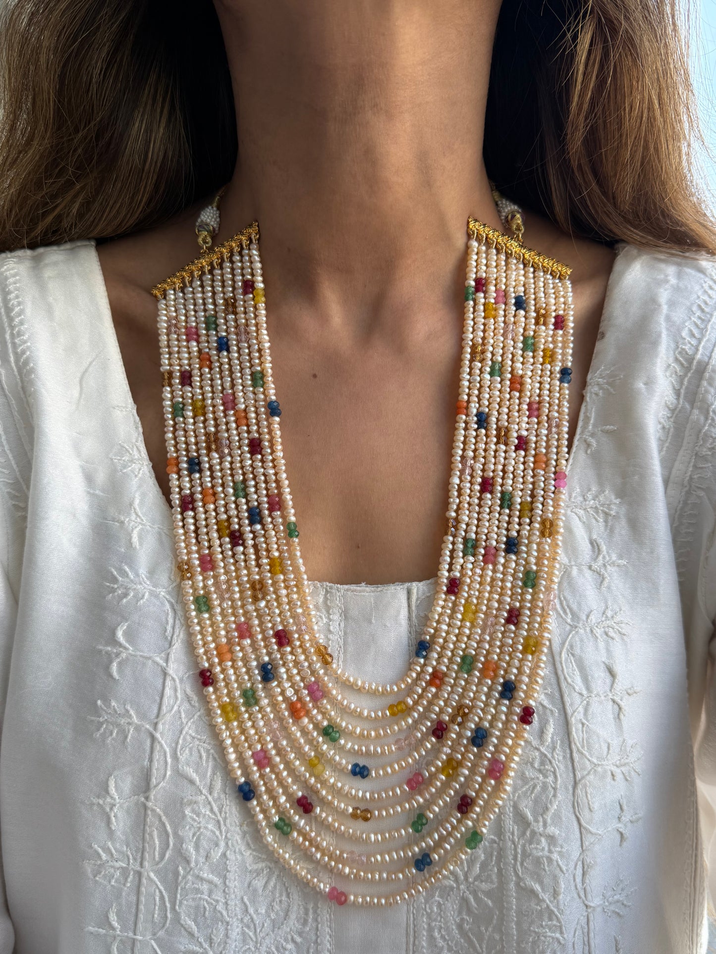 Gold Plated Real Fresh Water Pearl Mala