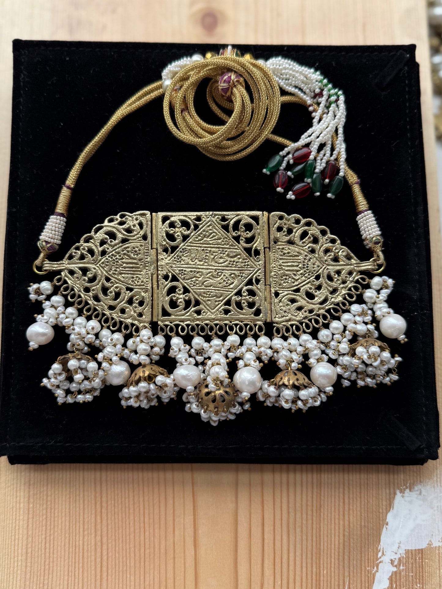 Allah REAL PEARL Choker & Jhumke Set