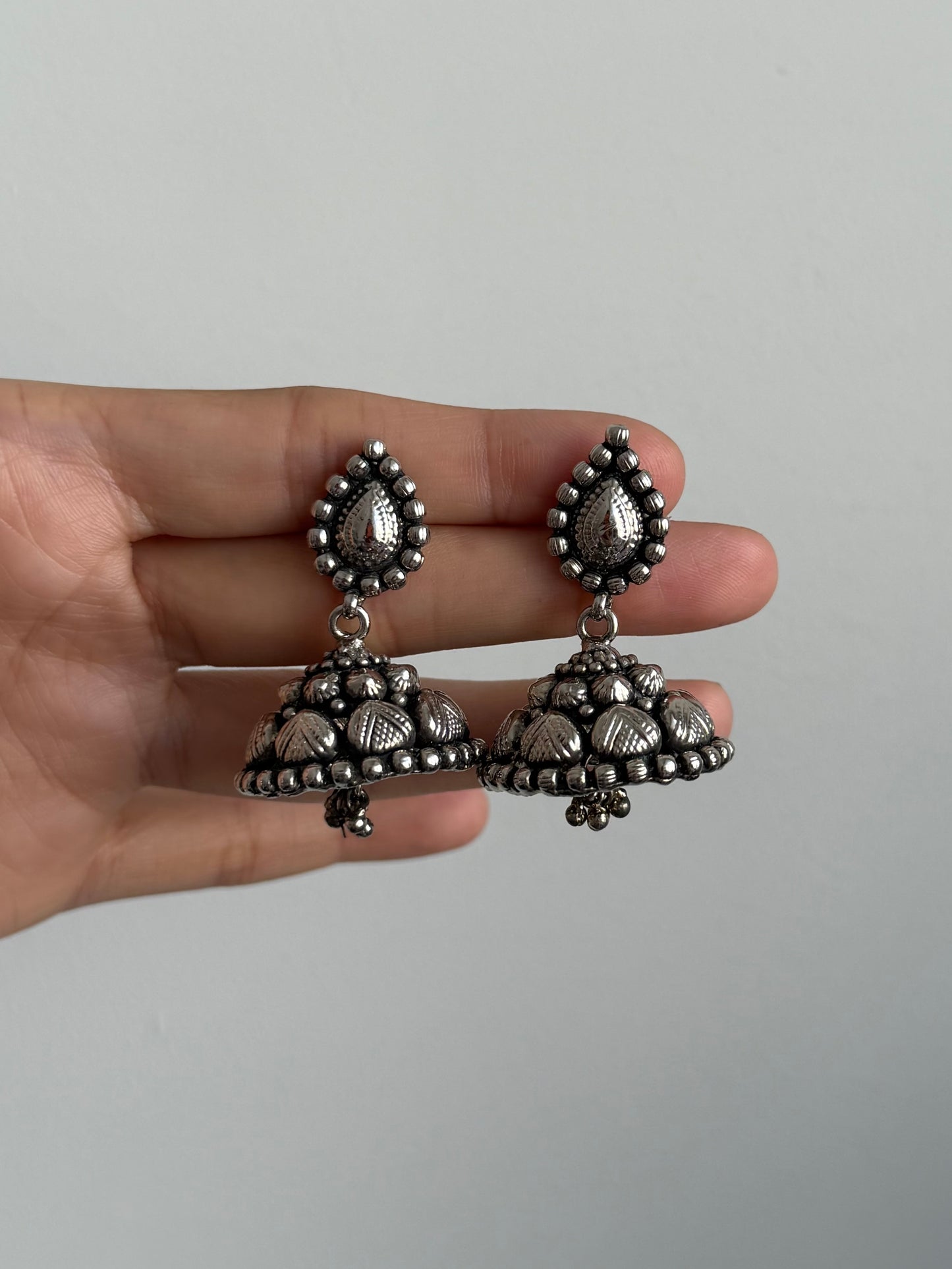 Classic Antique Silver Jhumke