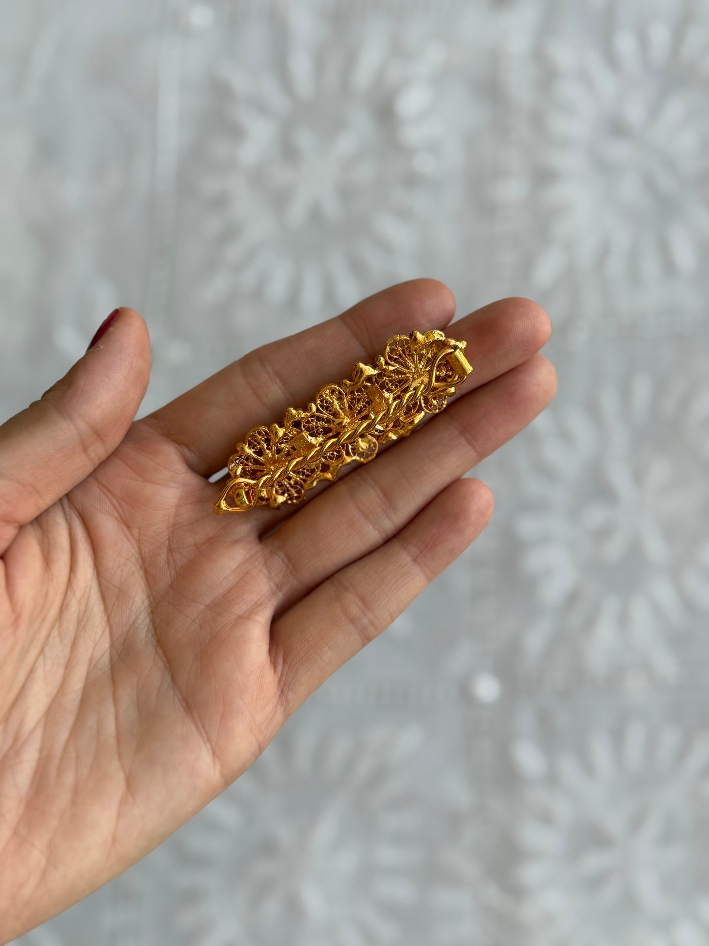 Gold Plated Filigree Hairclip (single piece)