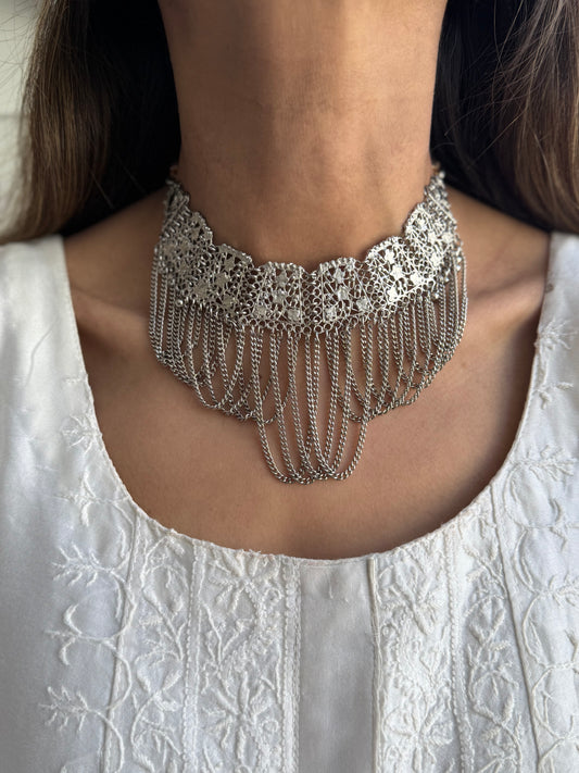 Silver Plated Mehnaz Chain Choker