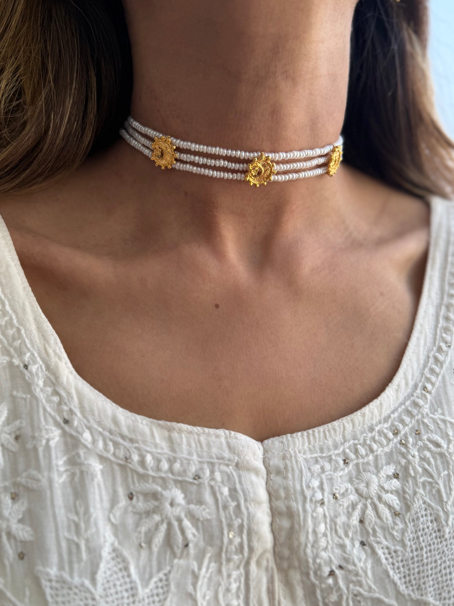 Gold Plated Chandtara Real Pearl Guluband