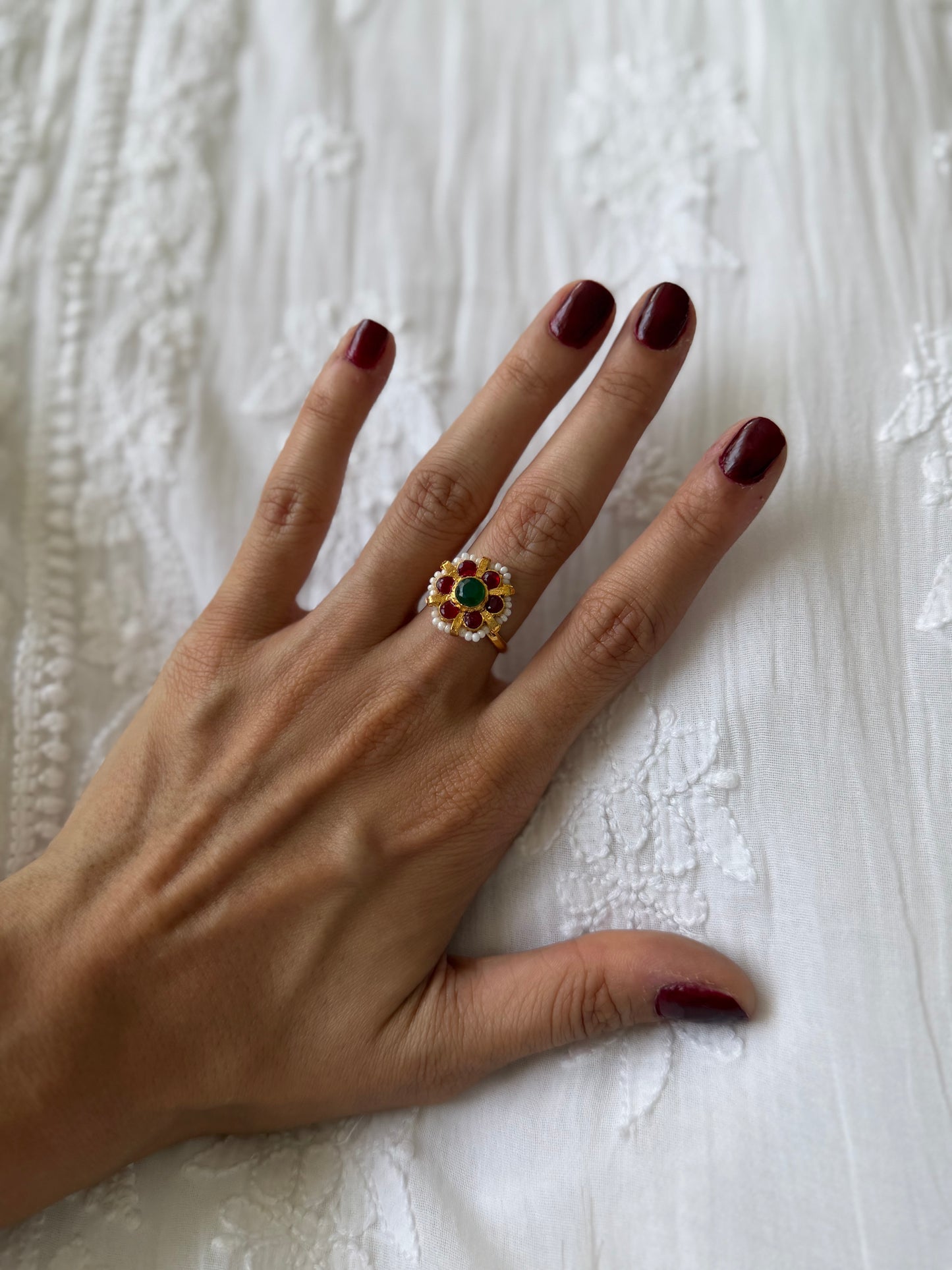 Gold Plated Meenakari Ring