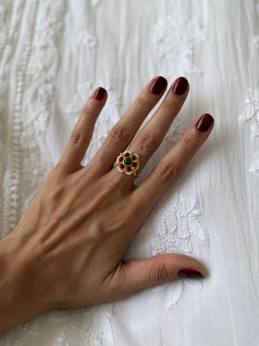 Gold Plated Meenakari Ring