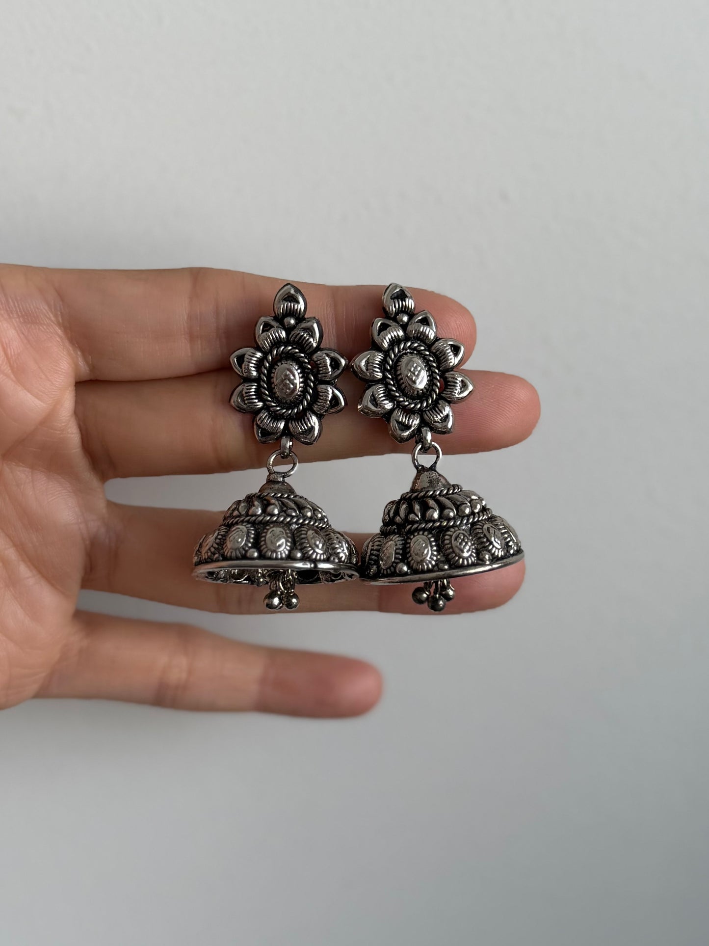 Classic Antique Silver Jhumke