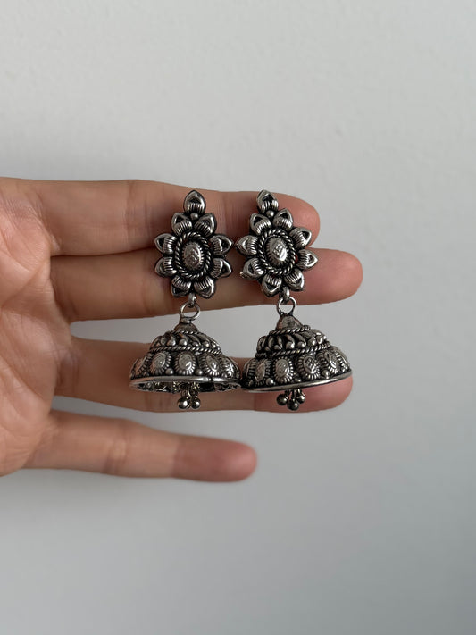 Classic Antique Silver Jhumke